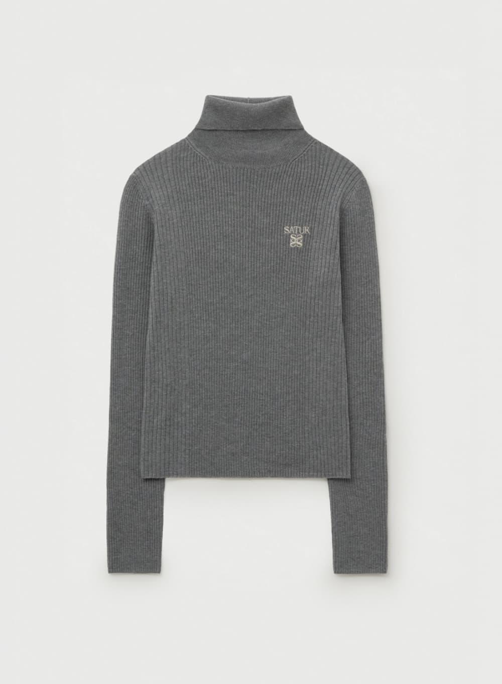 (W) 2-Way High Neck Knit - Gray