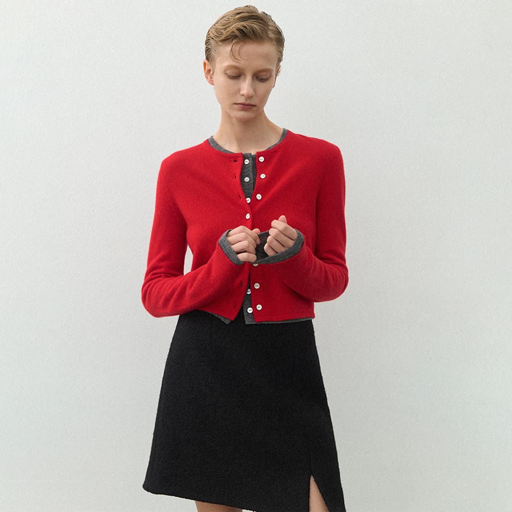 (Z-CD-2173)ESSENTIAL CASHMERE CROP CARDIGAN