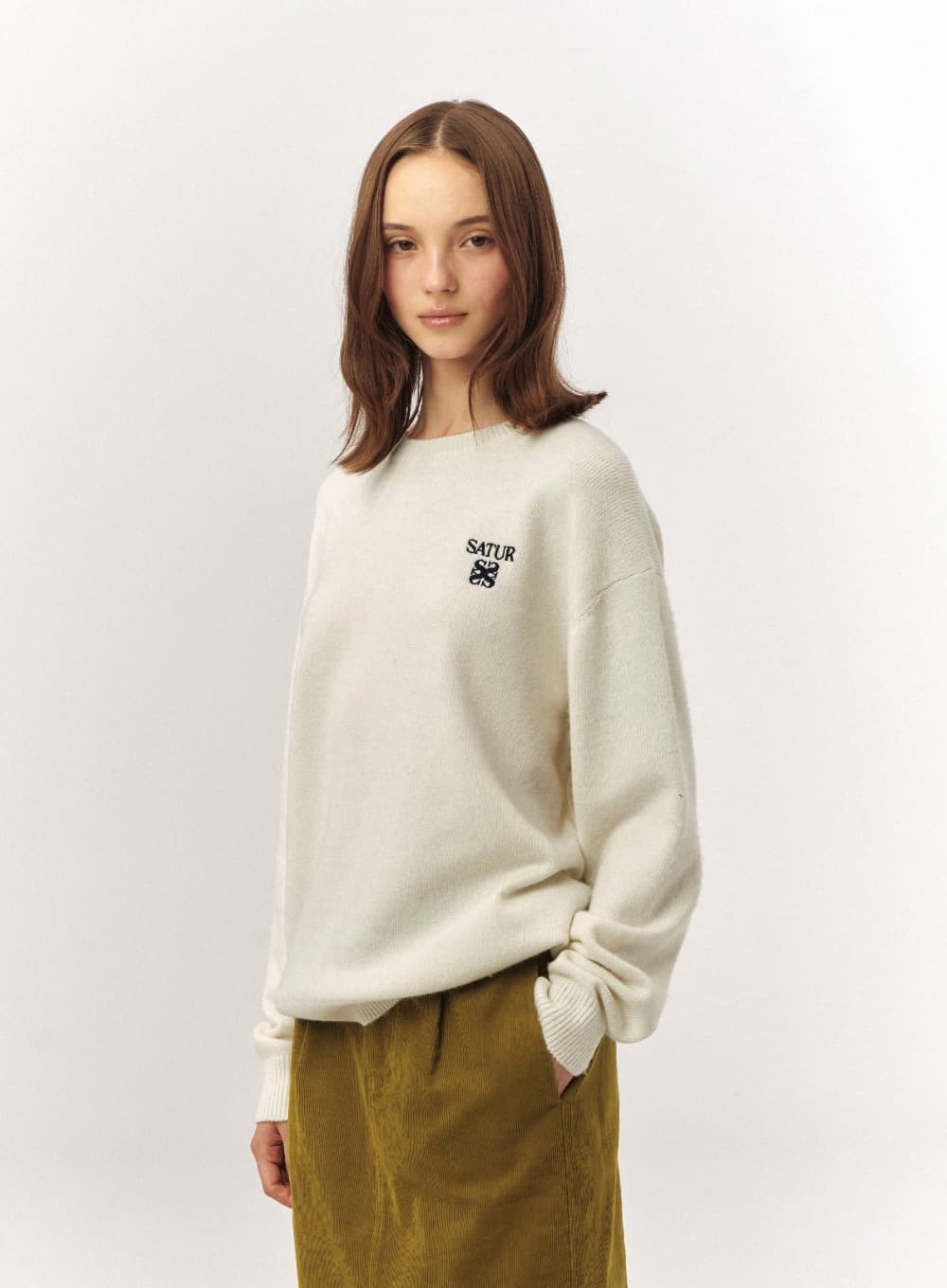 Loren Classic Logo Knit - White