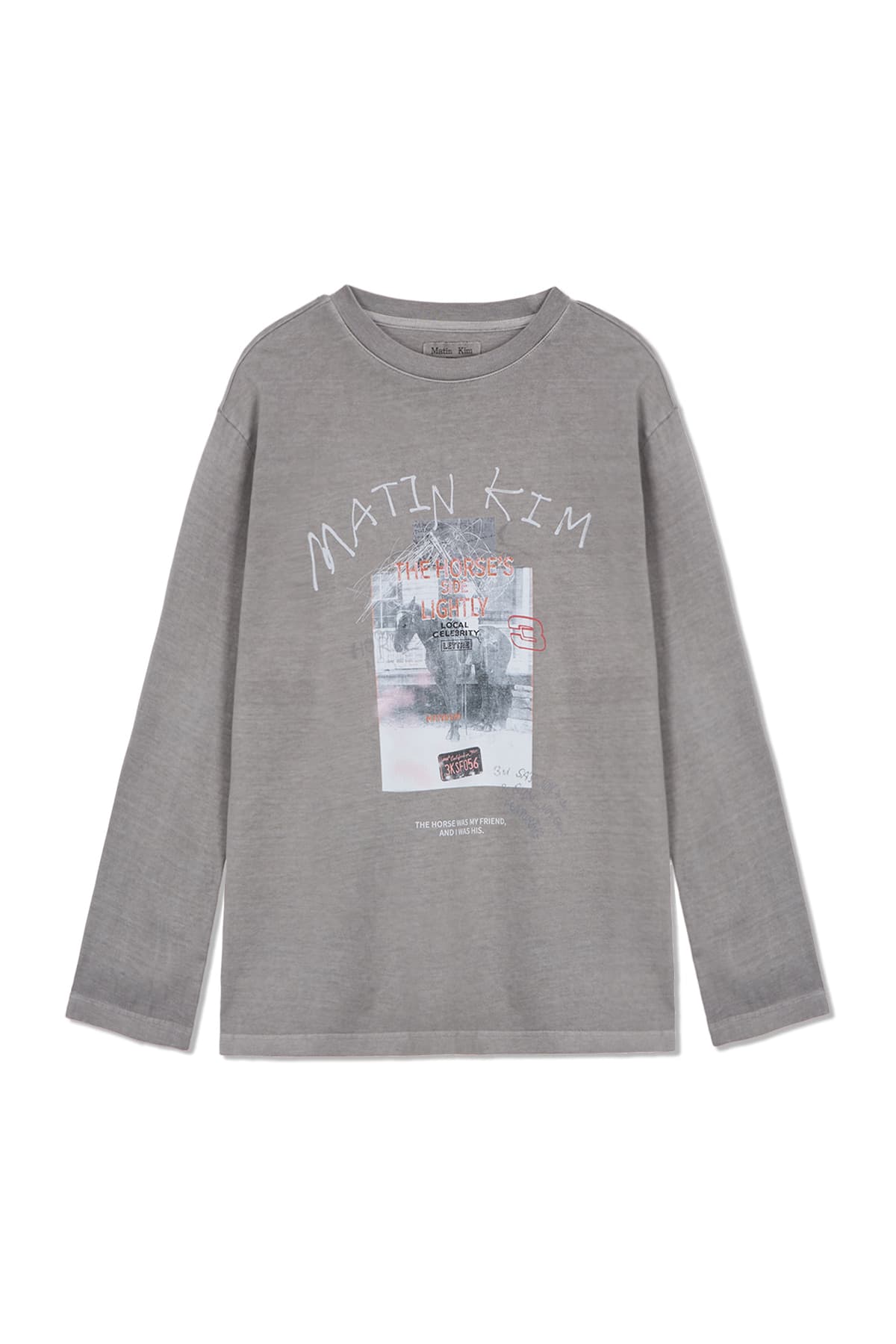 MATIN LNY 26 PIGMENT LONG SLEEVE TOP IN LIGHT GREY