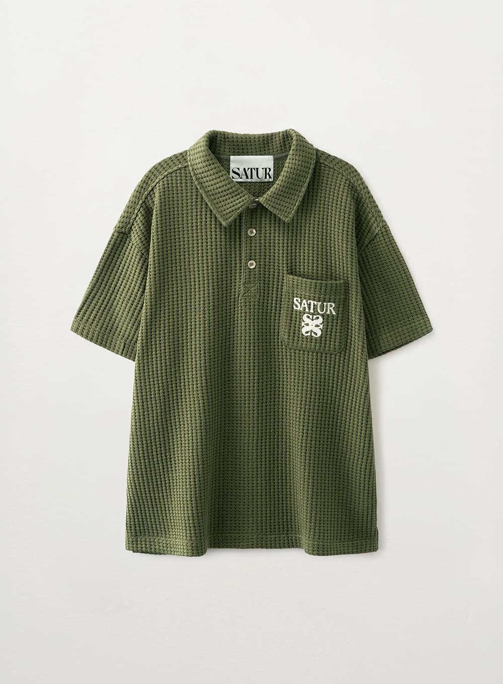 Waffle Collar T-Shirt - Khaki