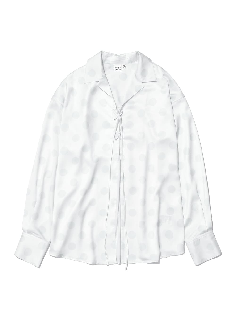POLKA DOT ALL OVER PRINTED LACE-UP SHIRT_WHITE