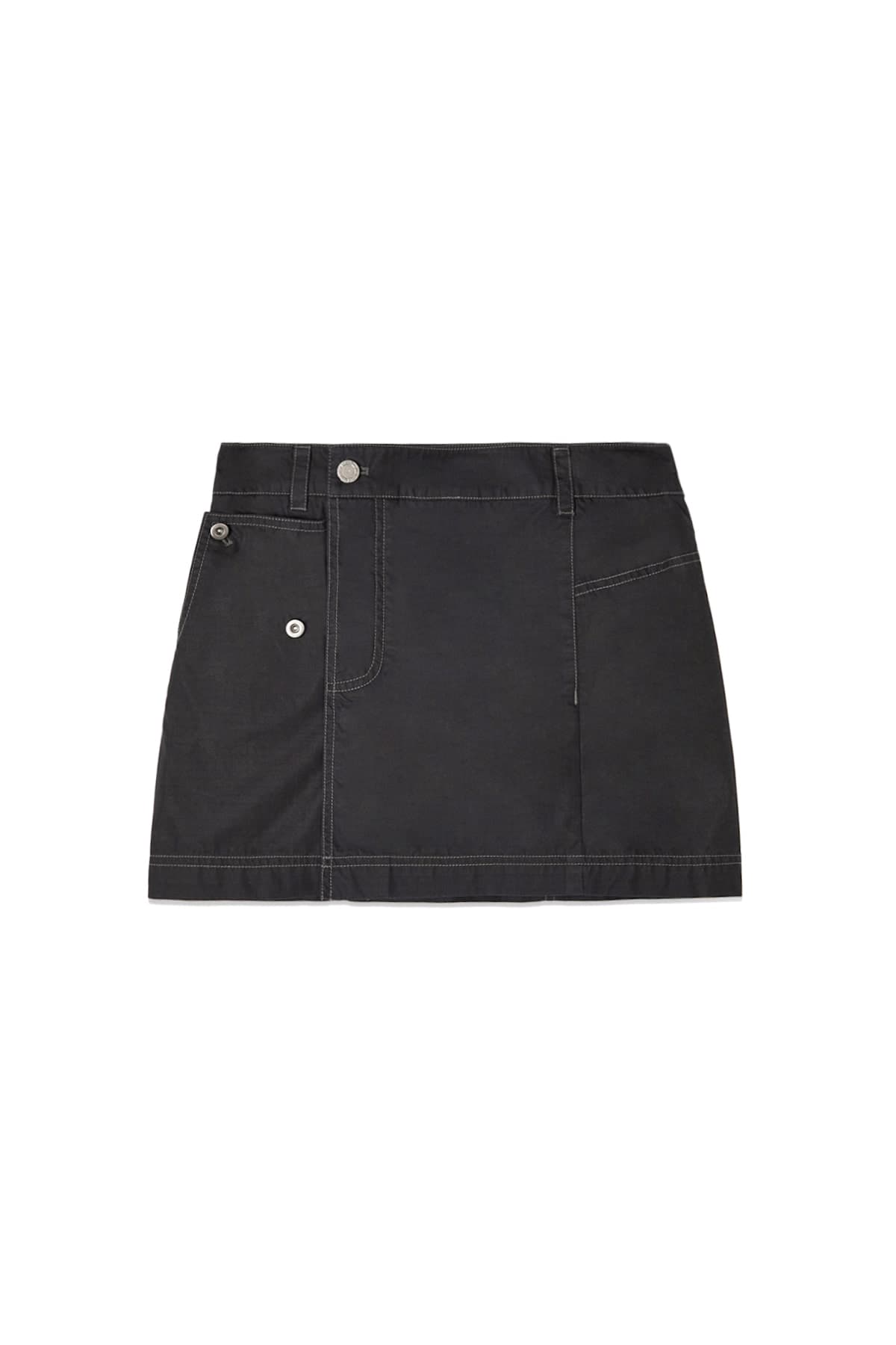 POCKET FOLDOVER WRAP MINI SKIRT IN BLACK