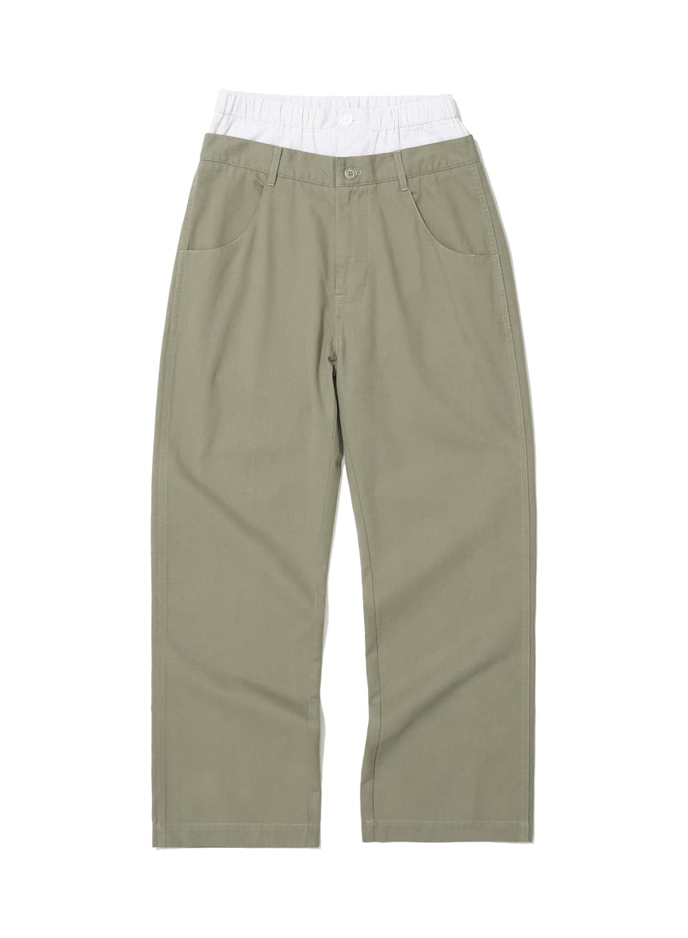 DOUBLE WAIST CHINO PANTS_KHAKI GREEN