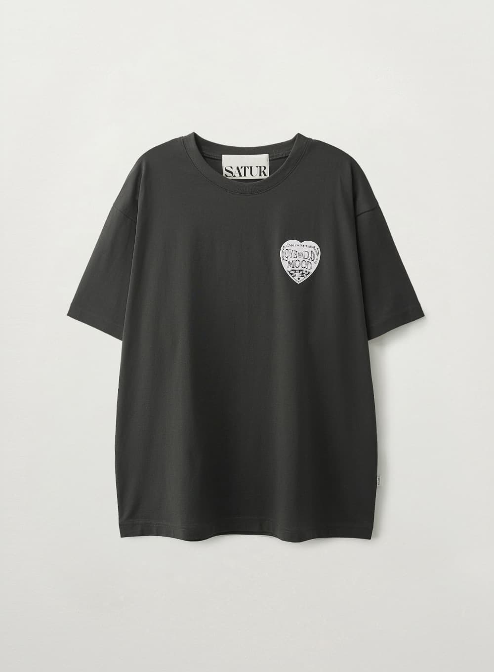 Saturday Mood Small Graphic T-Shirt - Charcoal