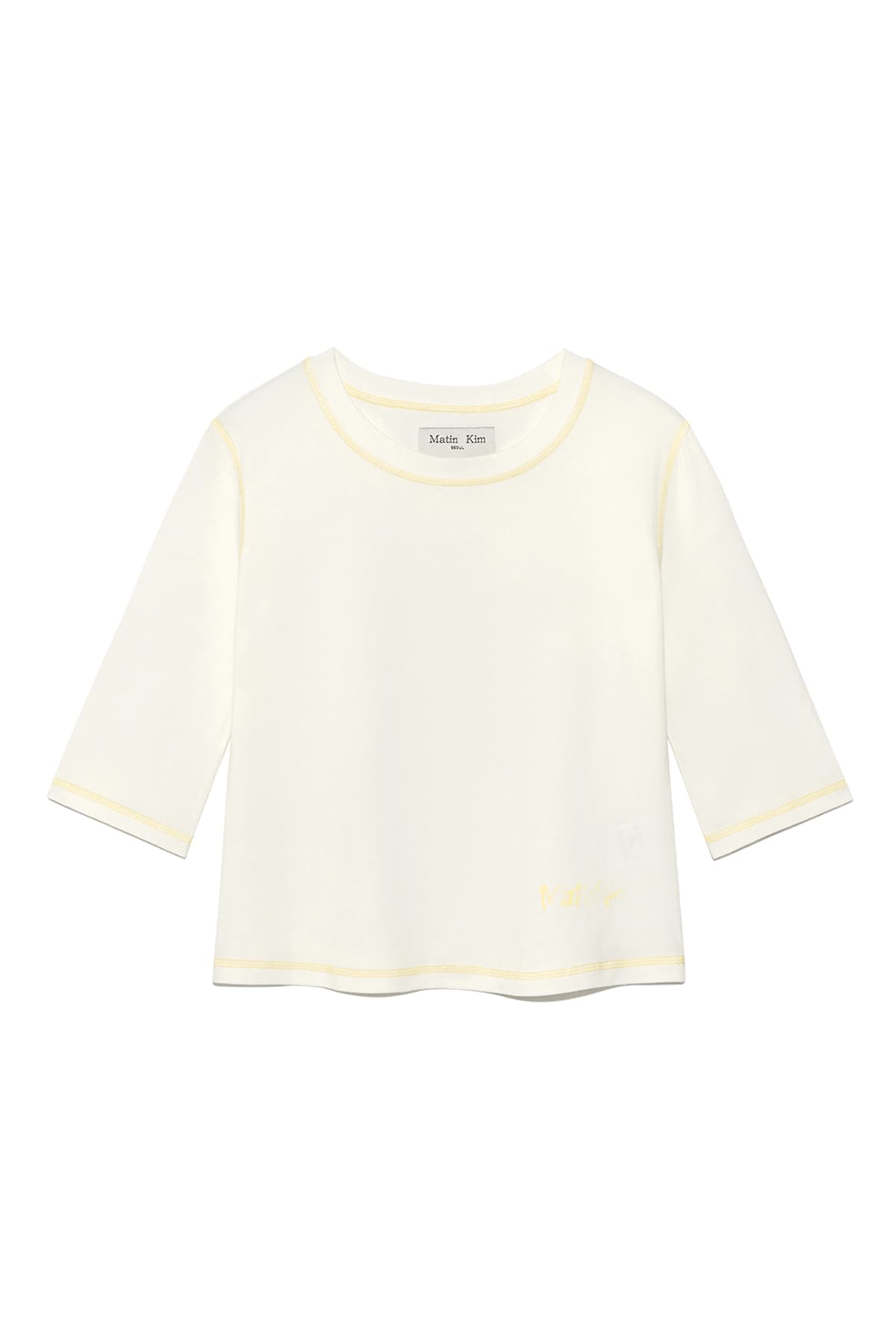 THREE QUARTER LOGO SLIM TOP IN WHITE