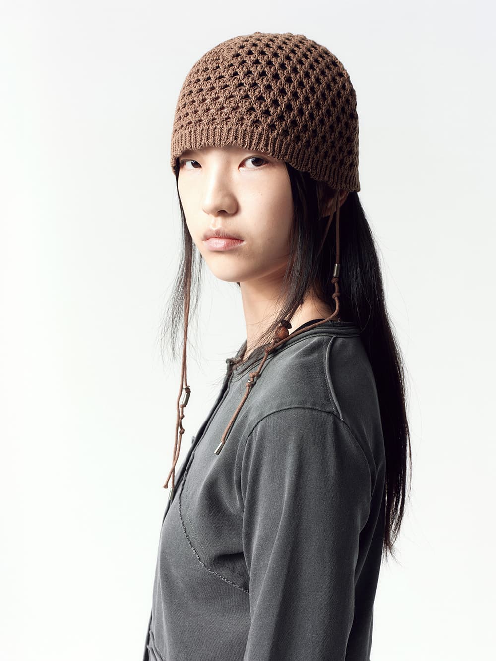 크로셰 니트 비니 BROWN