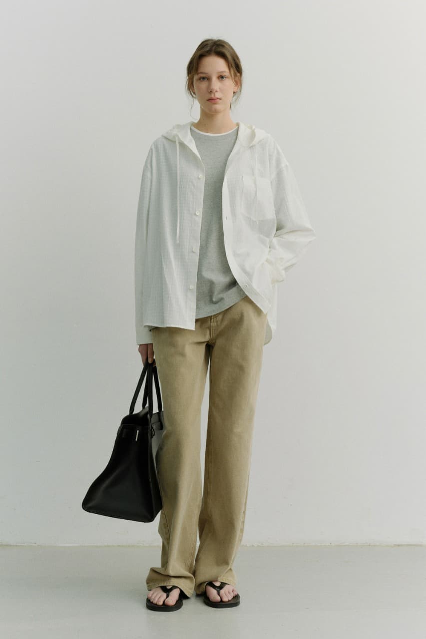 UNISEX CLASSIC HOODED SHIRT WHITE CHECK_UDSH6A107WT