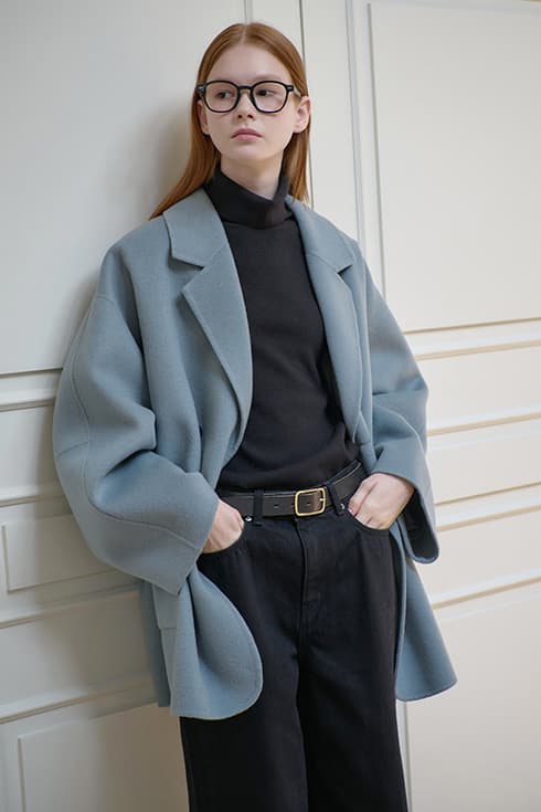 25FN relax-fit handmade half coat [MST/BL]