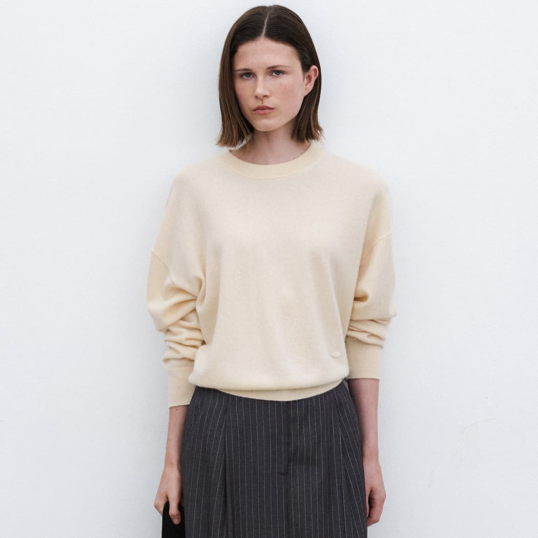 (T-7124)ESSENTIAL CASHMERE CREW NECK KNIT