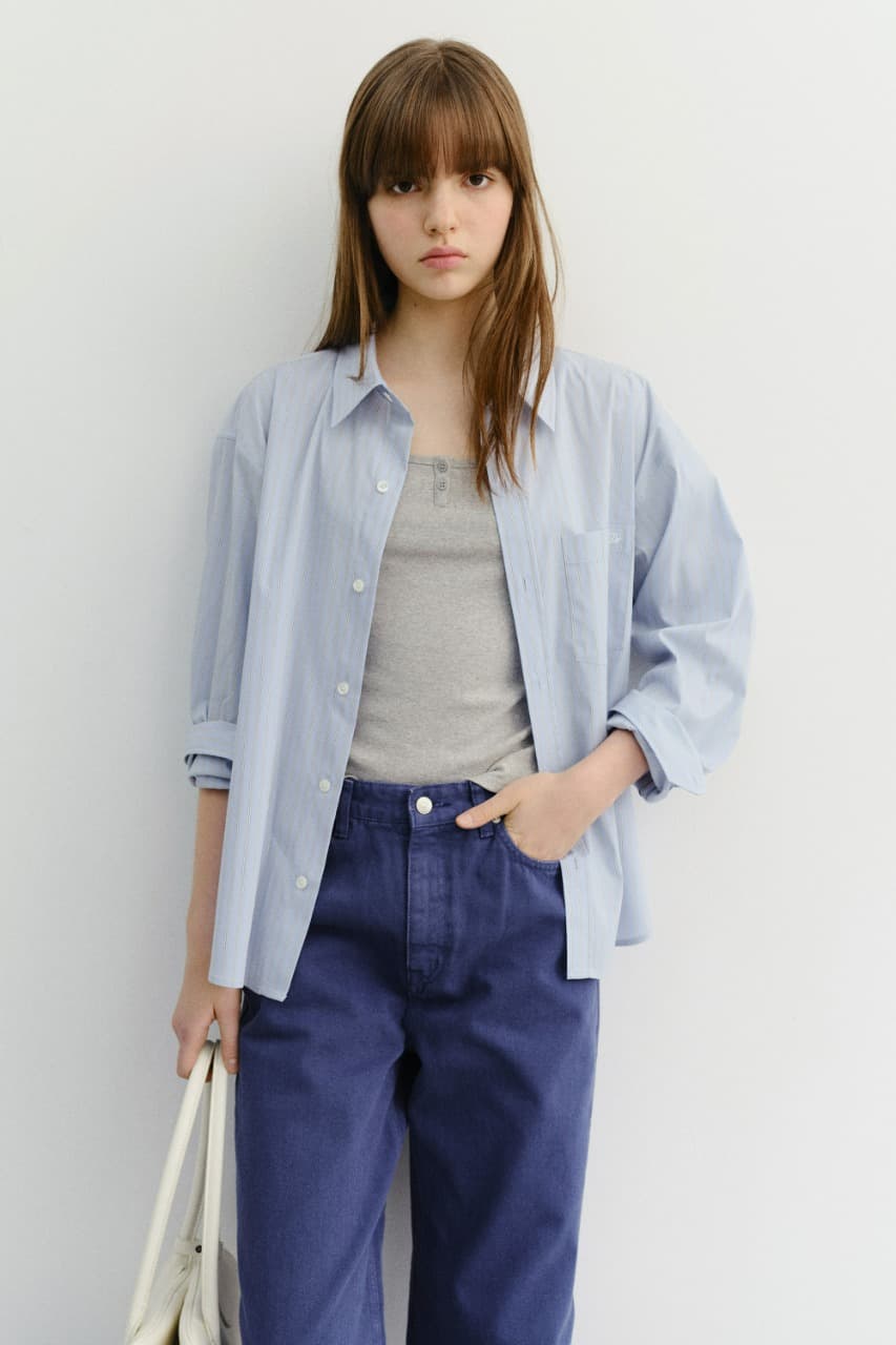 UNISEX CROPPED STRIPED SHIRT BLUE STRIPE_UDSH6A116B2