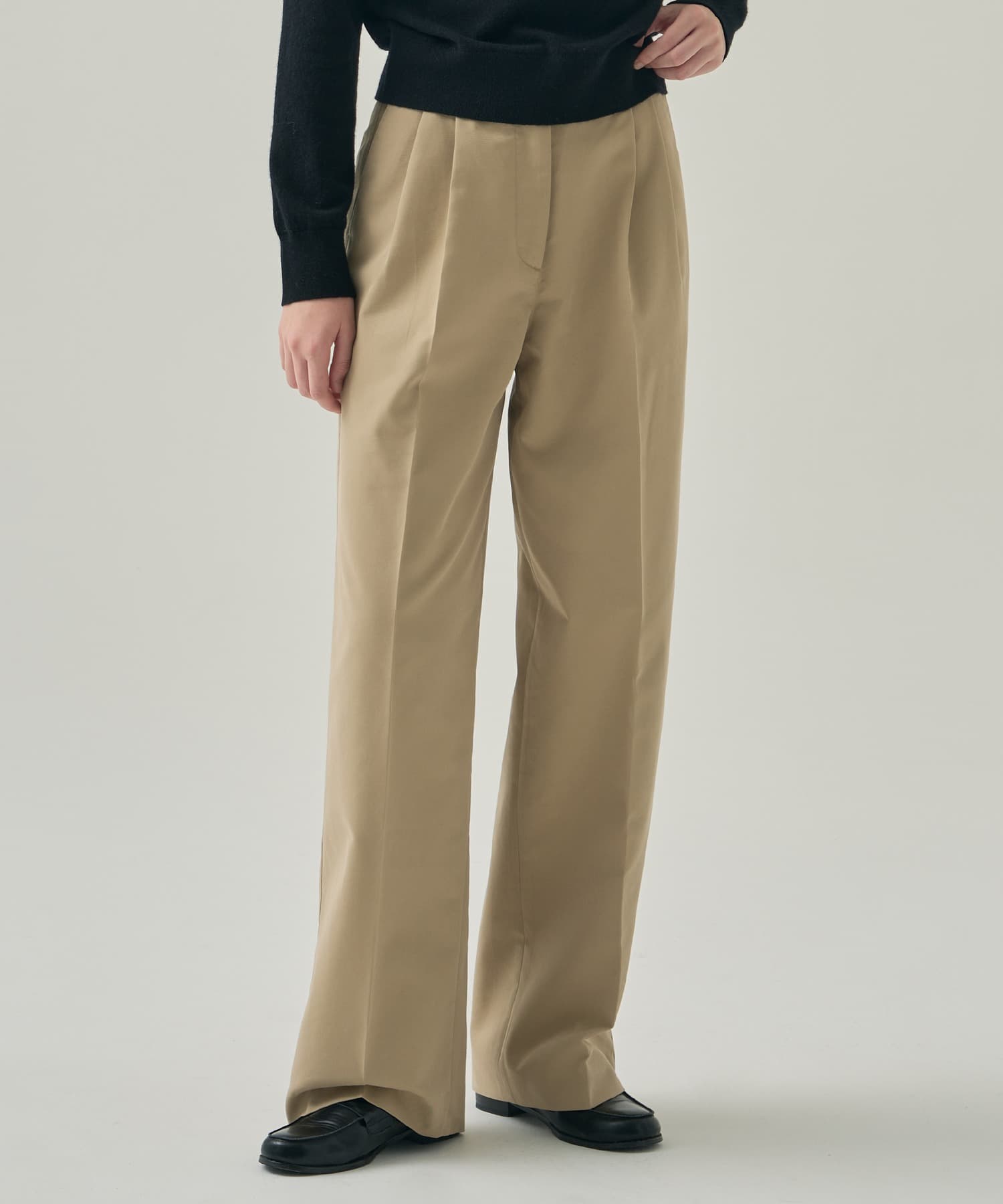 투 턱 와이드 치노 팬츠 [BEIGE]