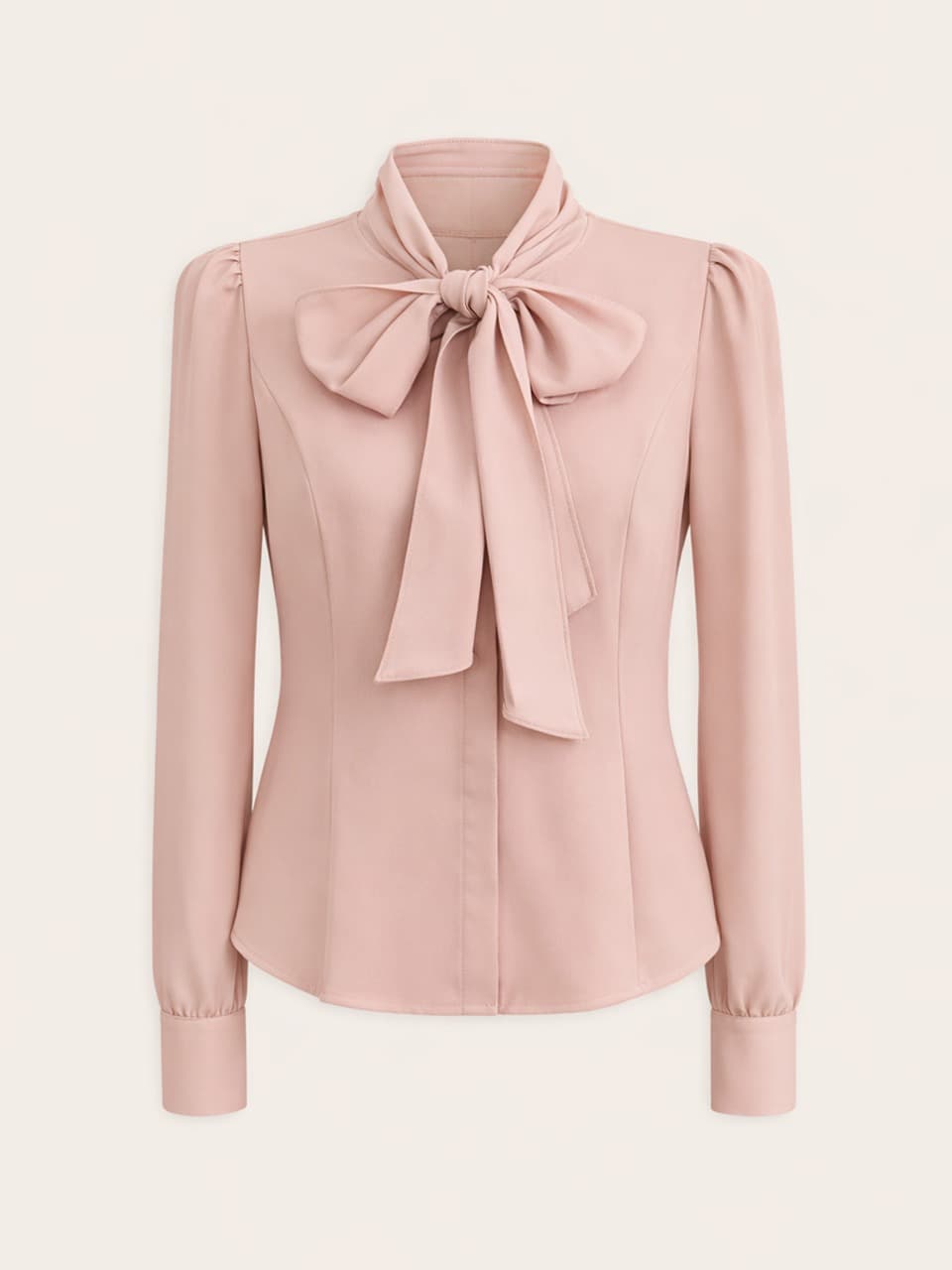 Ribbon-tie Blouse(LL) / Pink Beige(5color)