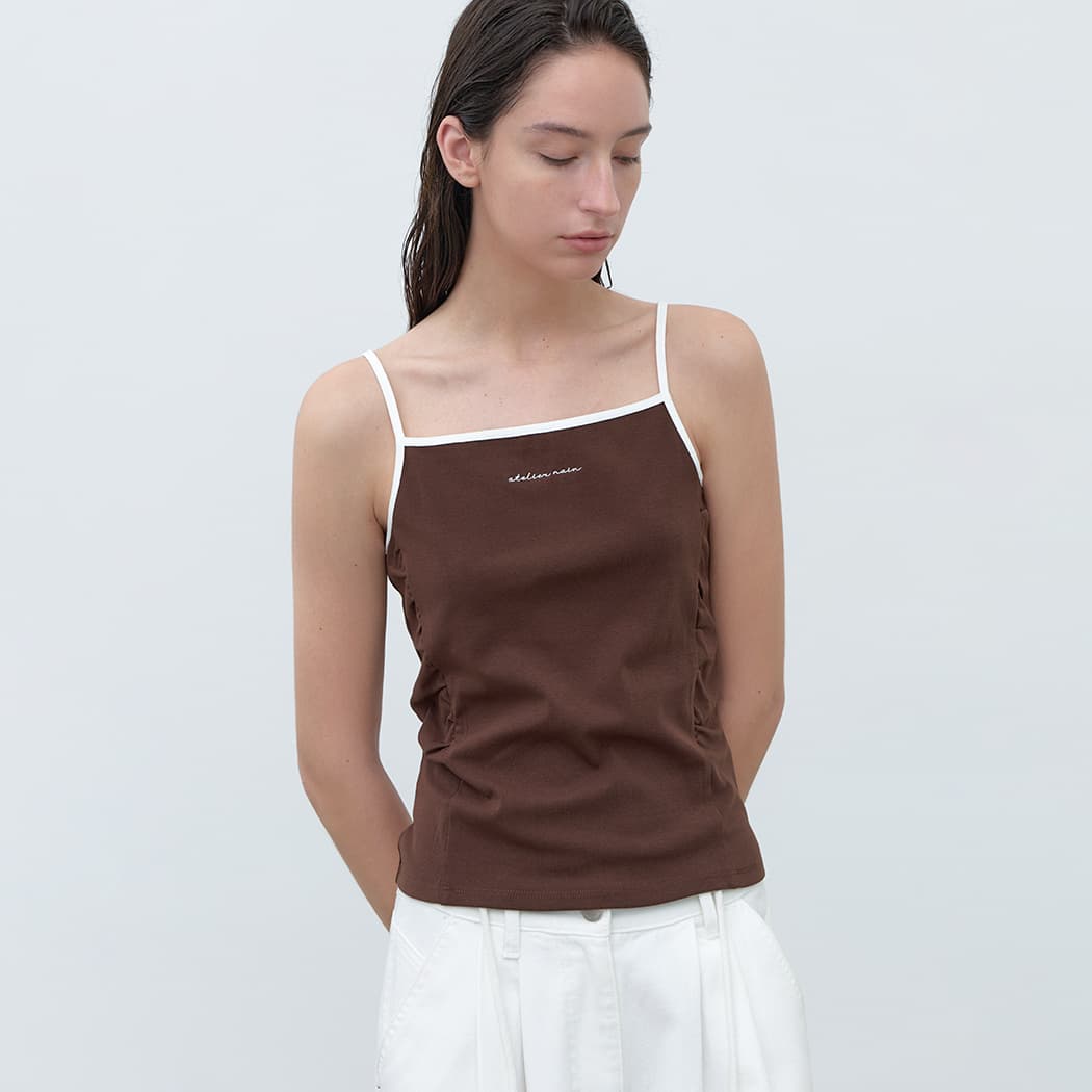 (T-7045)ANN SHIRRING SLEEVELESS TEE