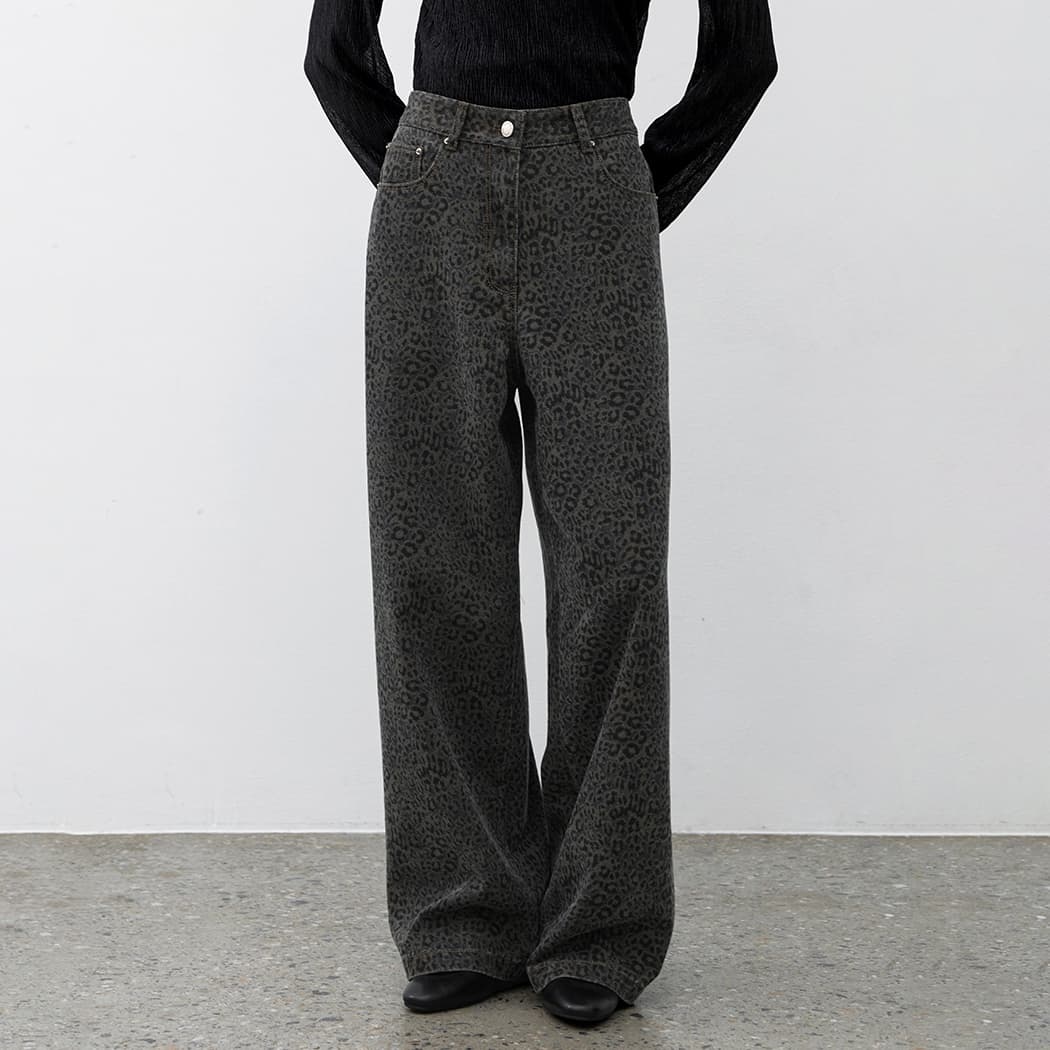 (Z-PT-5701)LEOPARD WIDE LEG PANTS