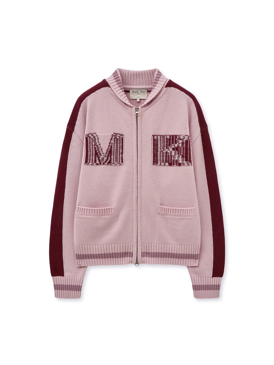 MATIN KIM INITIAL KNIT ZIP UP FOR WOMEN IN PINK