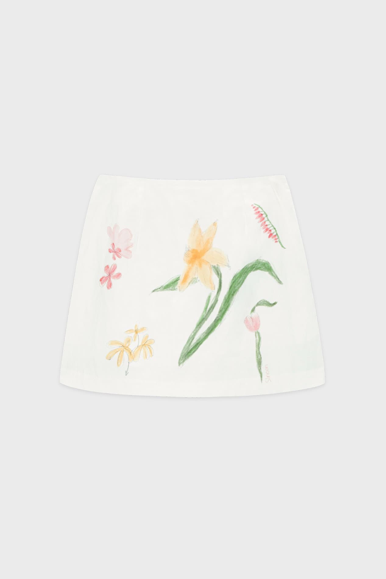 Flower Graphic Mini Skirt (Cream)