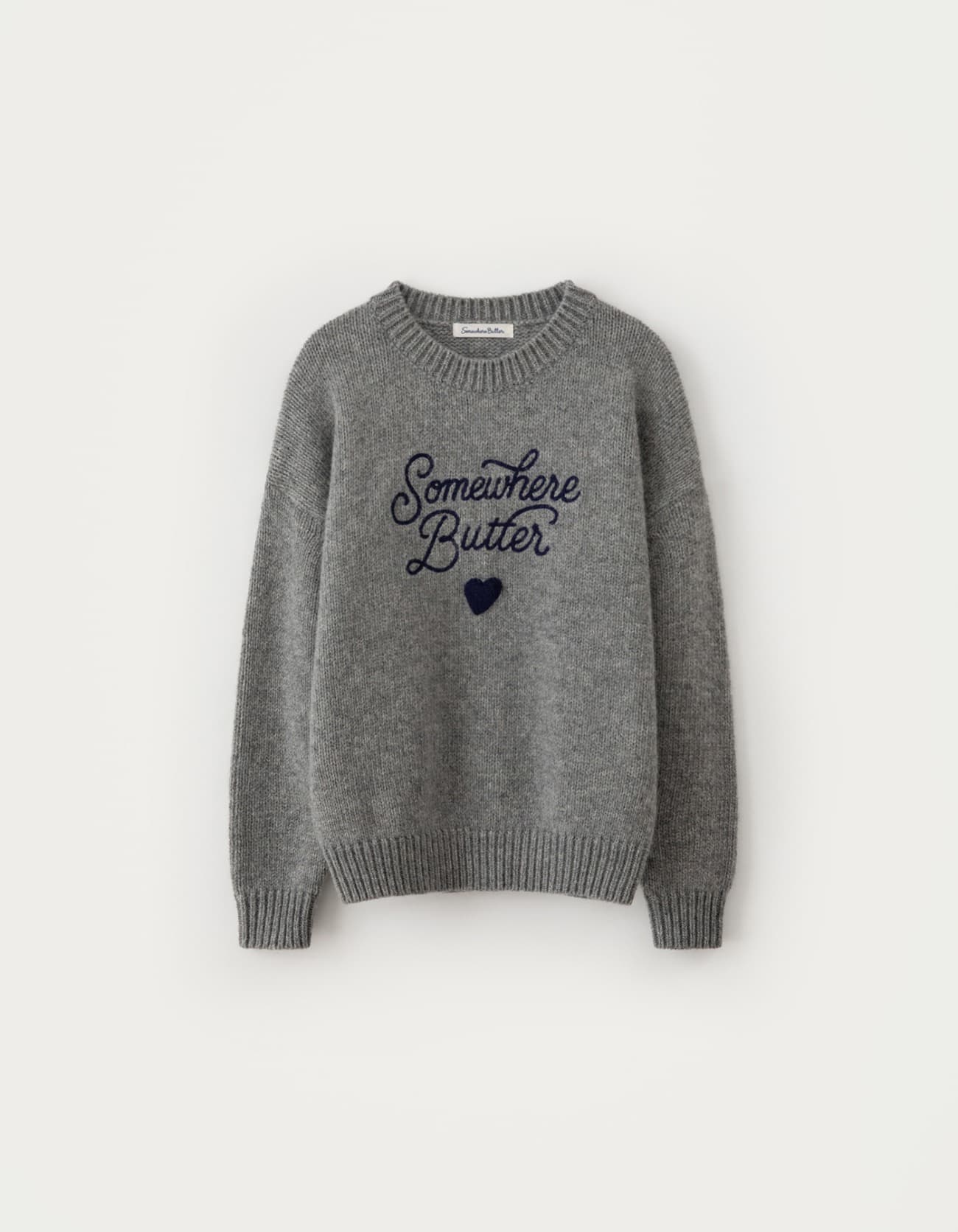 Boucle Heart Wool Knit - Grey