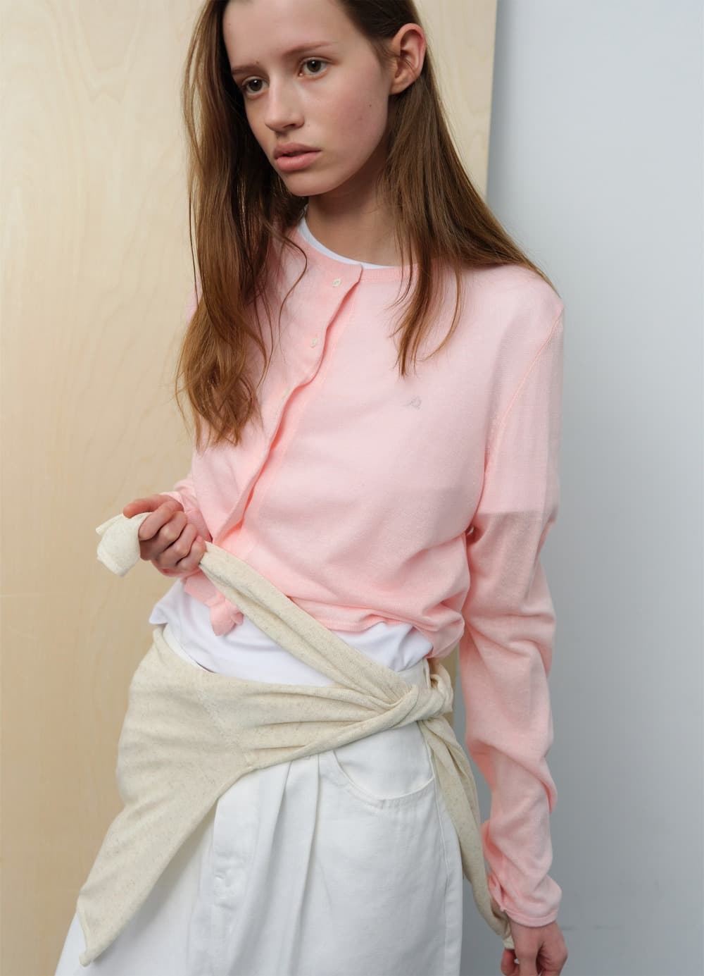 Light Linen Cardigan - Colar Pink