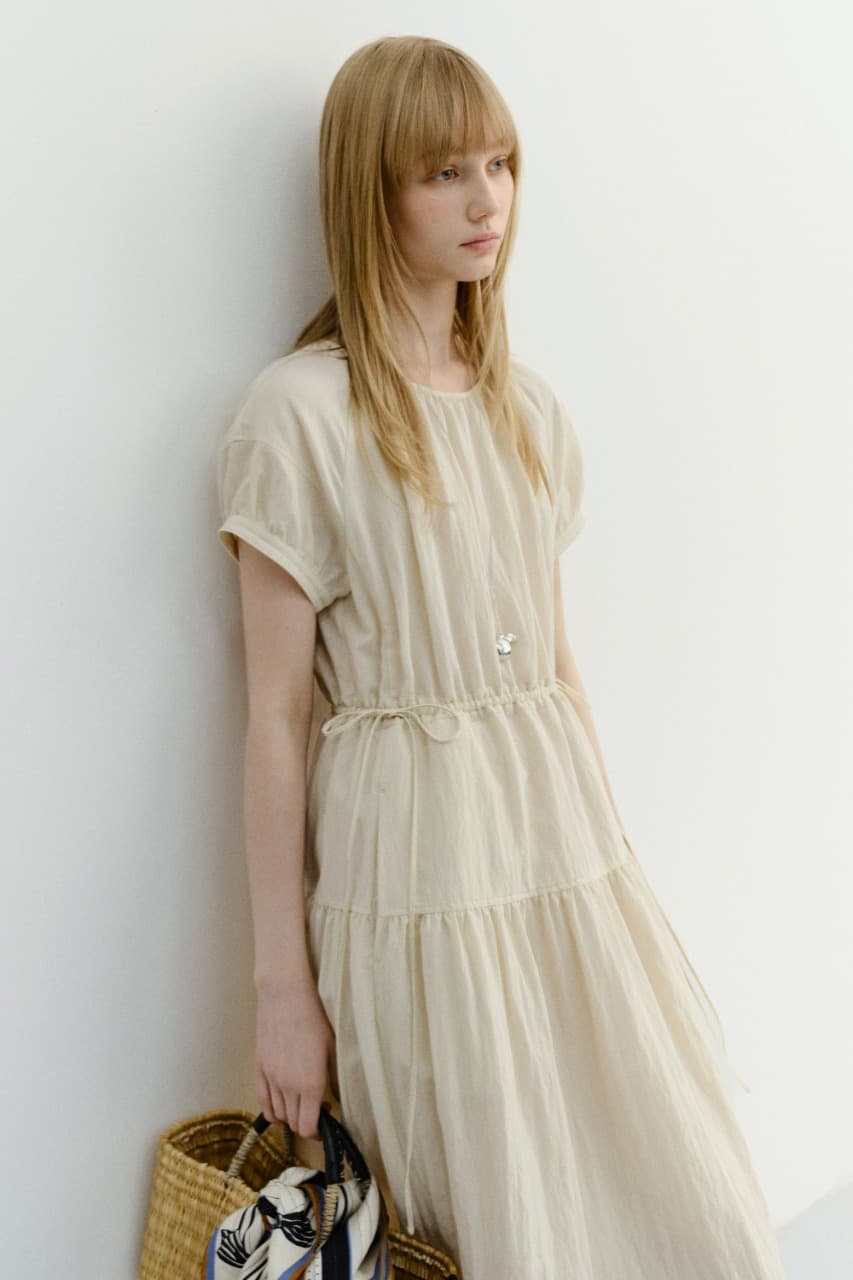 HALF SLEEVE DRESS LIGHT BEIGE_UDDR6B222I1
