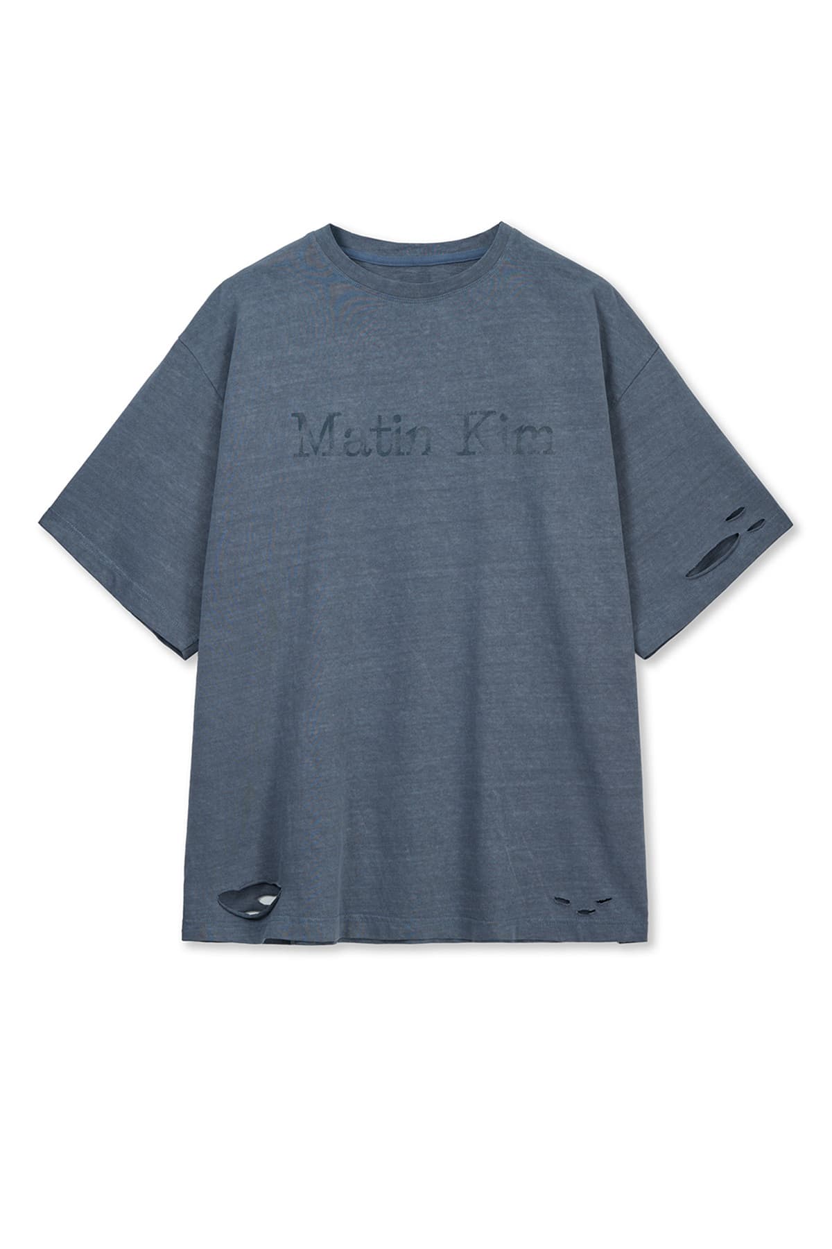 DISTRESSED LOGO TOP IN SMOKE BLUE