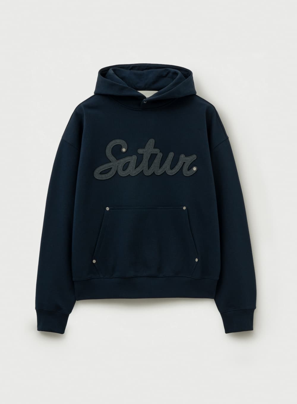 Lugo Applique Rivet Hoodie - Navy