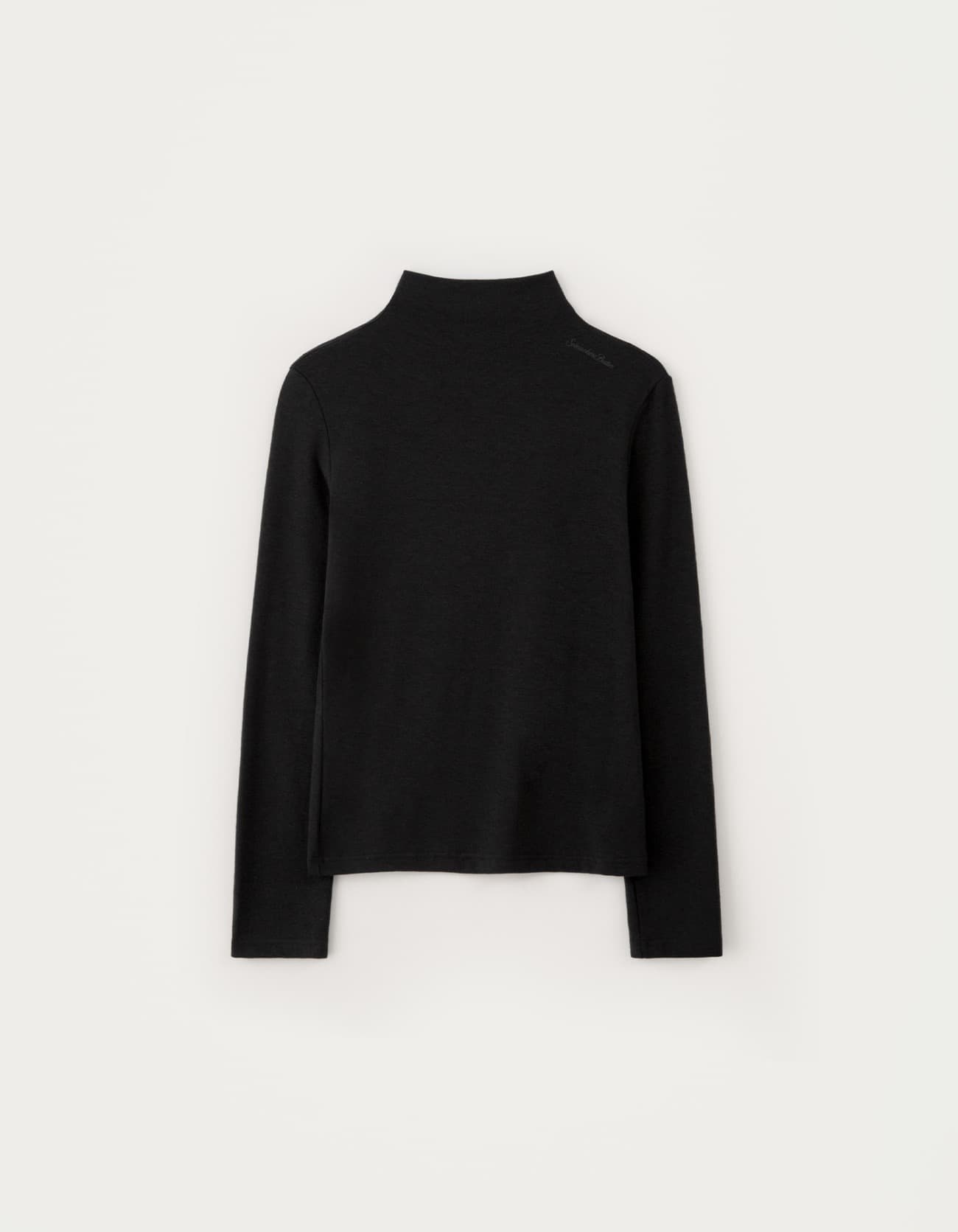 Lettering Turtleneck Top - Black