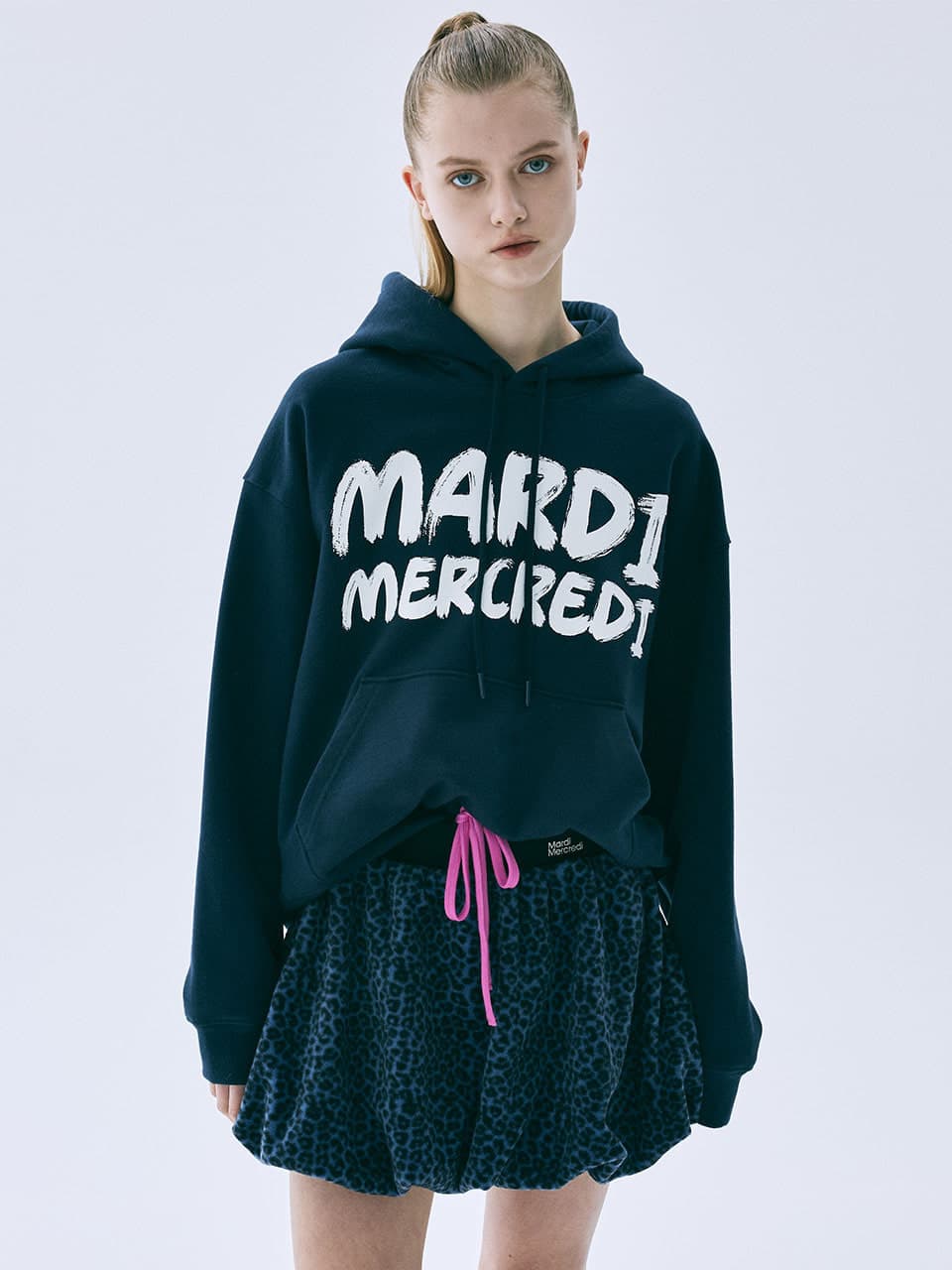 HOODY BRUSH LOGO CONTRAST_NAVY WHITE