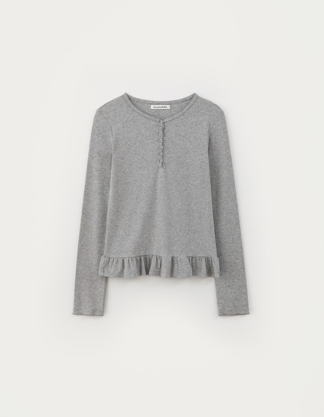 Henley Frill Top - Grey