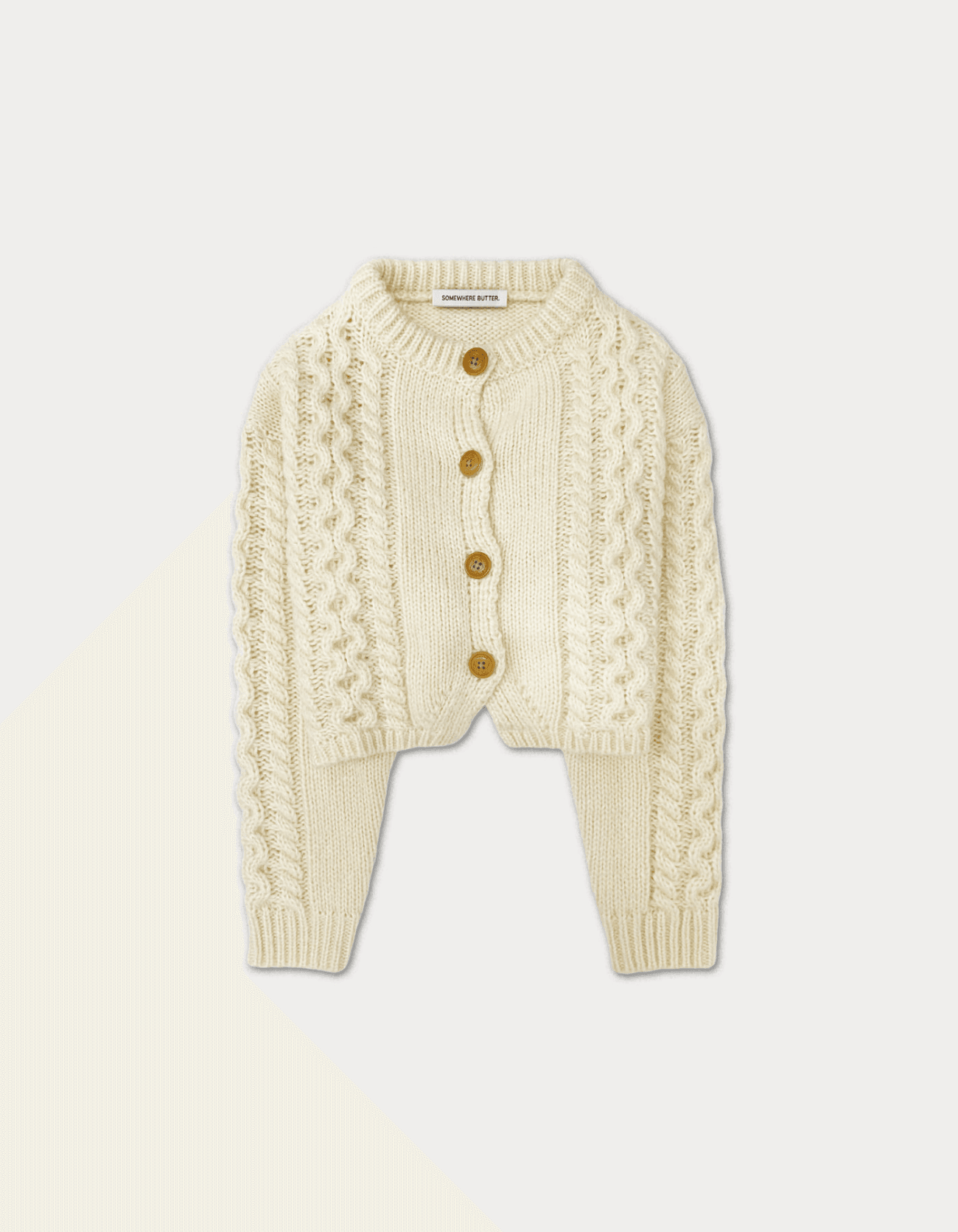 Woodbutton cable cardigan - cream