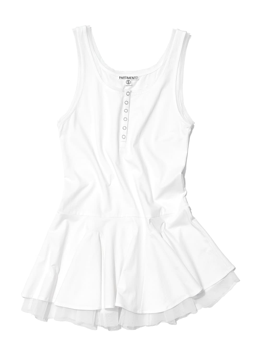 CONTRAST BUTTON-UP LAYERED DRESS TOP_OFF WHITE