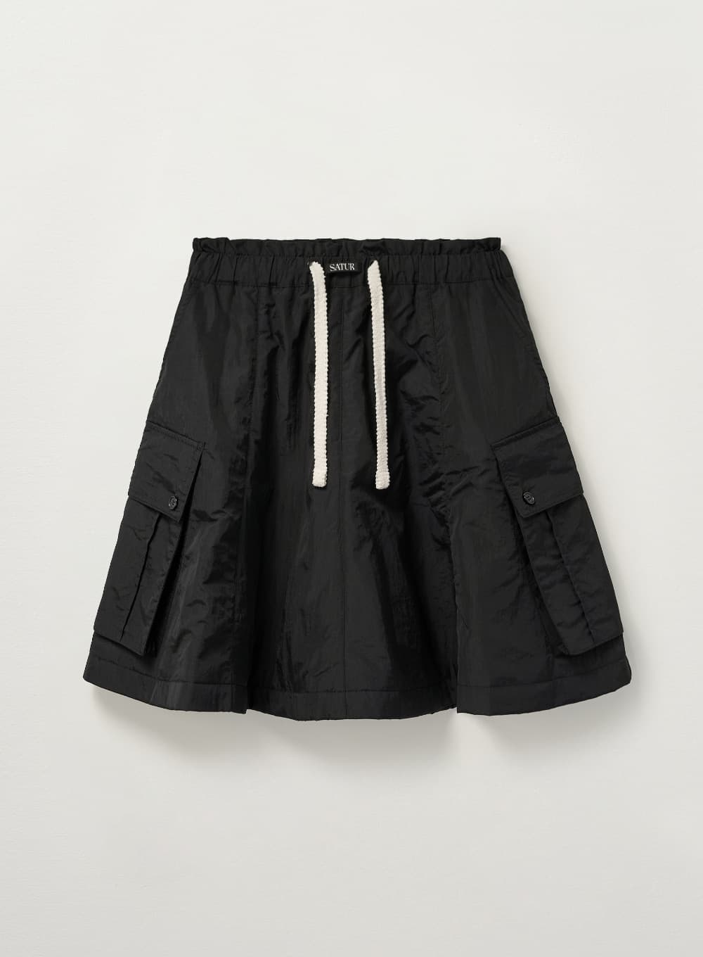 (W) Padded Balloon Cargo Skirt - Black