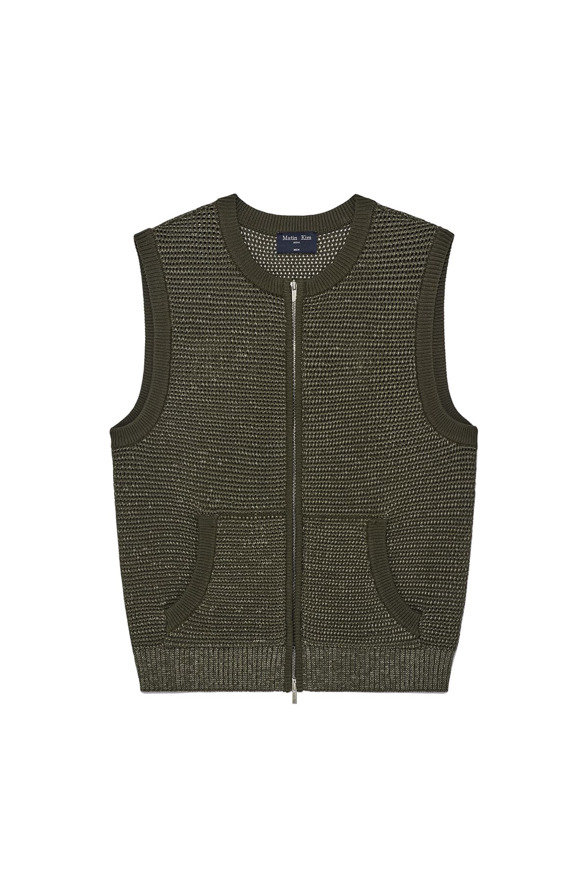 TWO TONE MESH KNIT VEST FOR MEN IN KHAKI