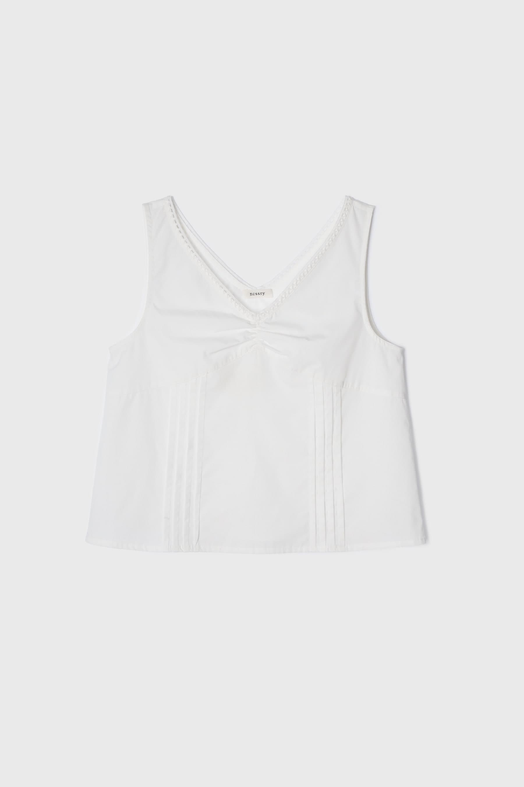 Lace Tuck Sleeveless Top (White)