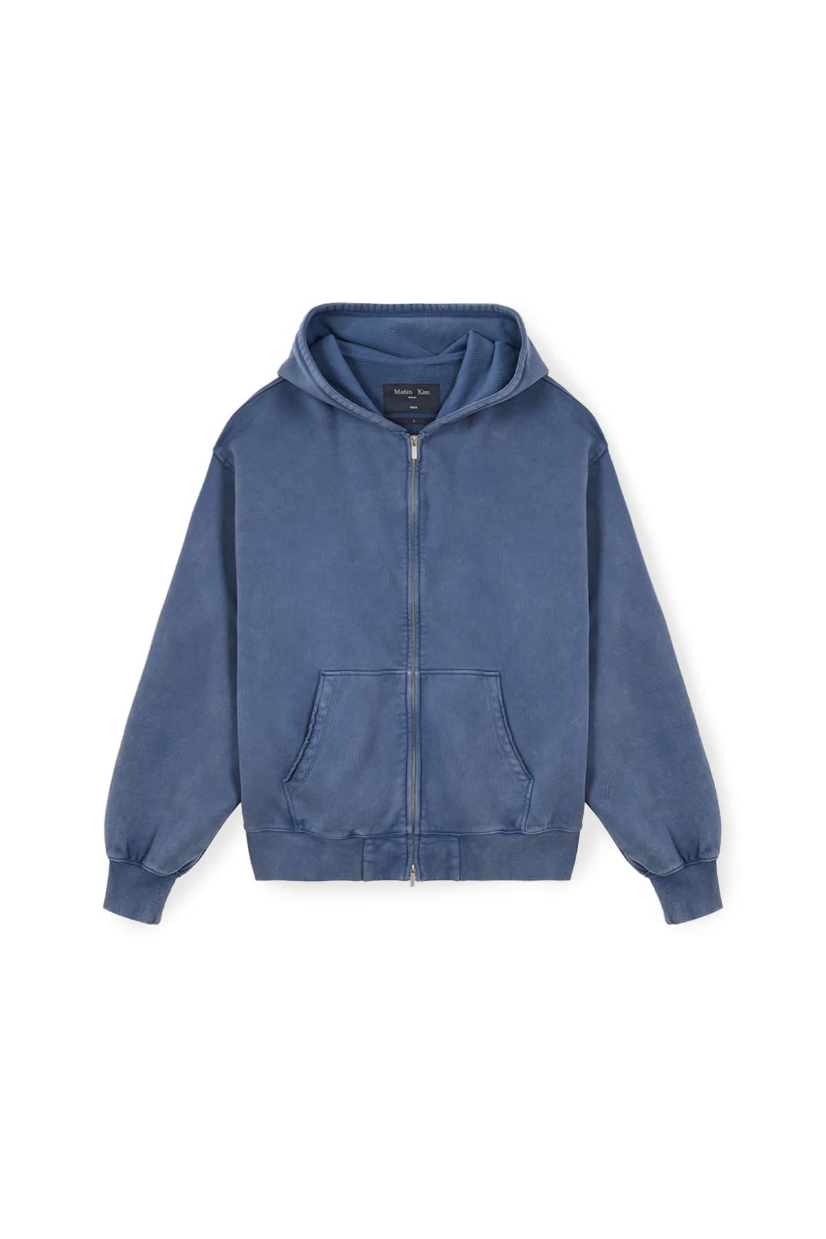 BACK LOGO WASHED HOODY ZIP UP FOR MEN IN BLUE