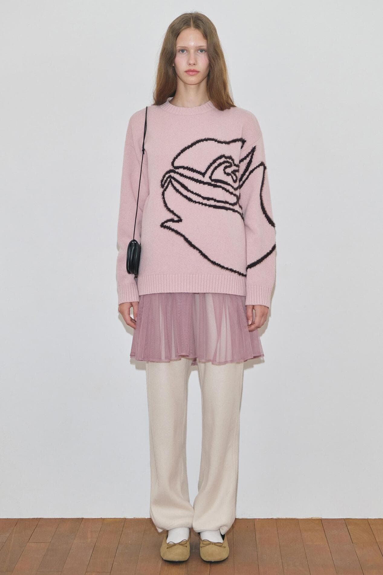 Rose Flower Pullover Knit (Dusty Pink)