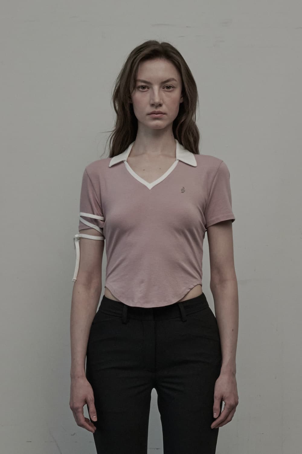 Cherie String Collared T-Shirt - Pink