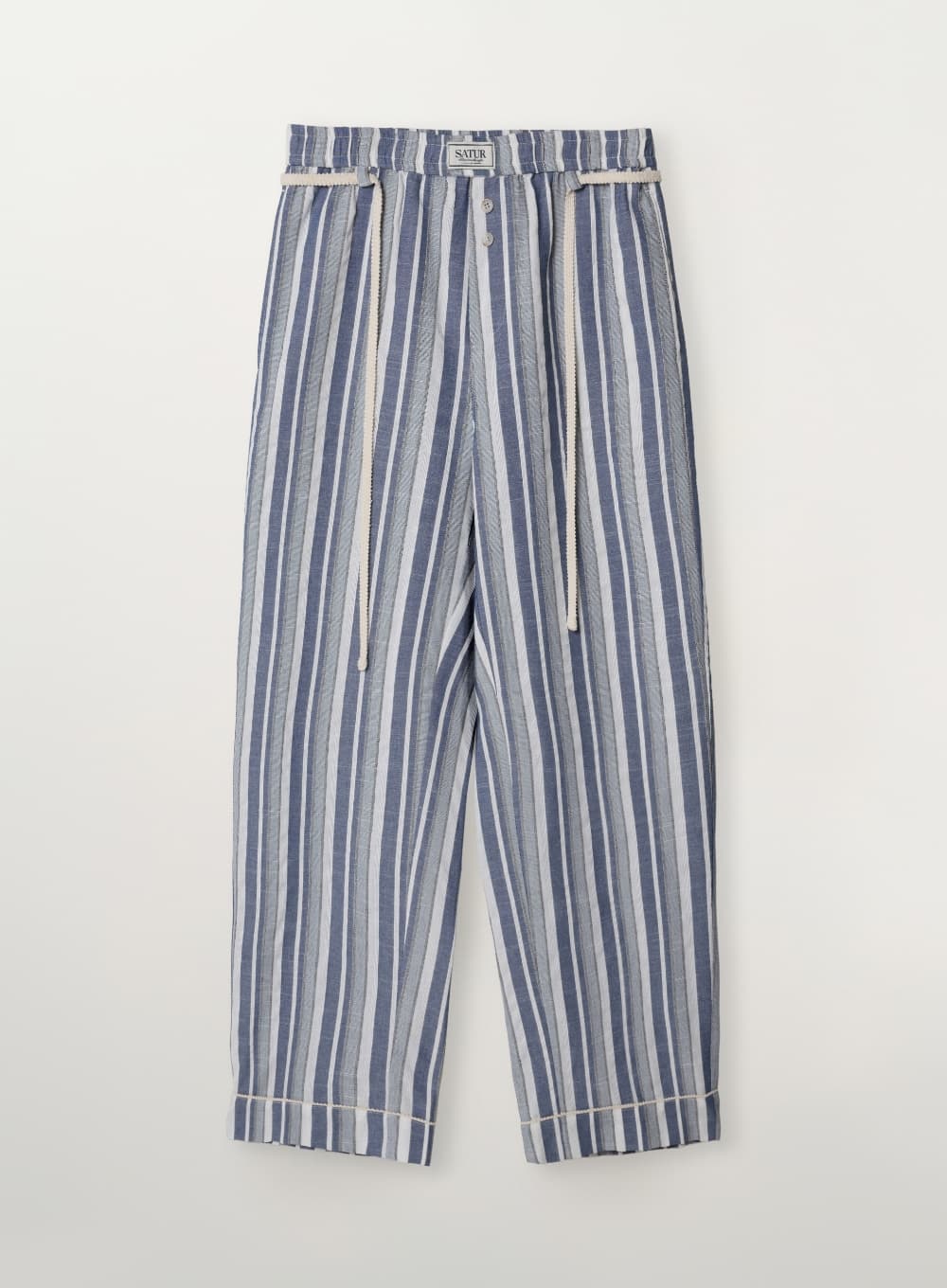 Homewear Stripe Lace-up Banding Pants - Blue