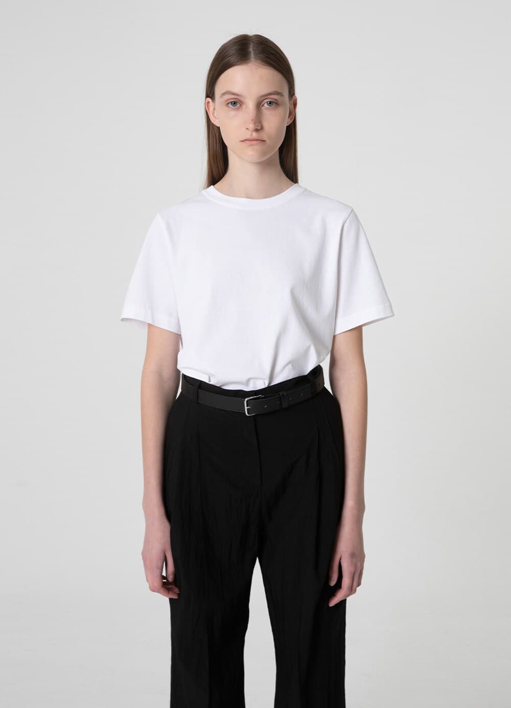 Basic Round Cotton T-Shirt - White