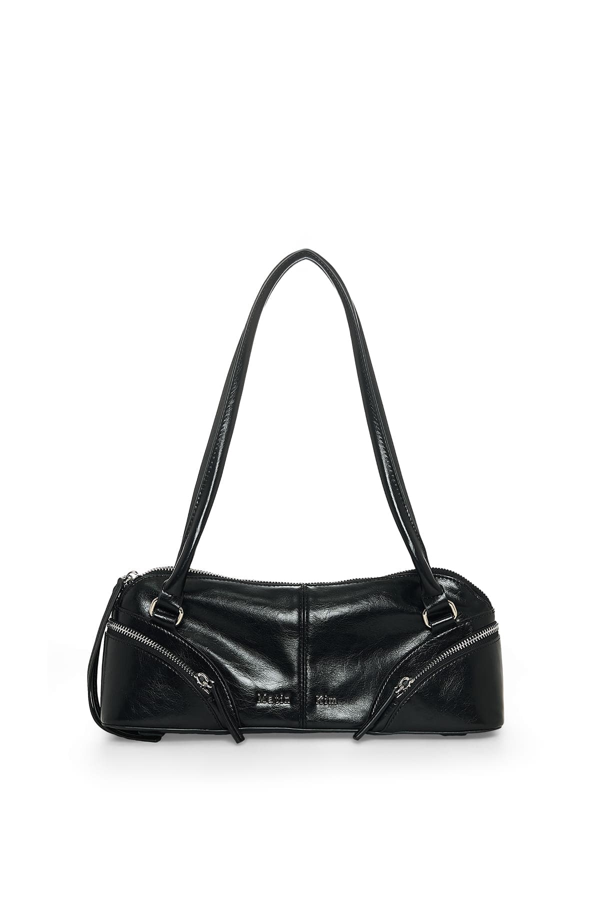 CURVE ZIP BAGUETTE BAG IN BLACK
