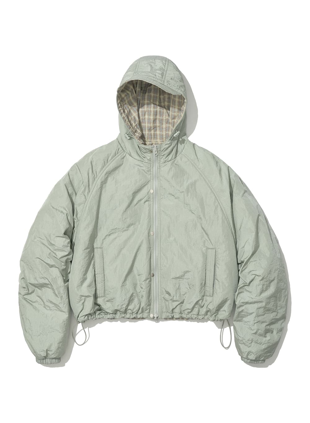 REVERSIBLE HOODED WINDBREAKER_MINT GREY