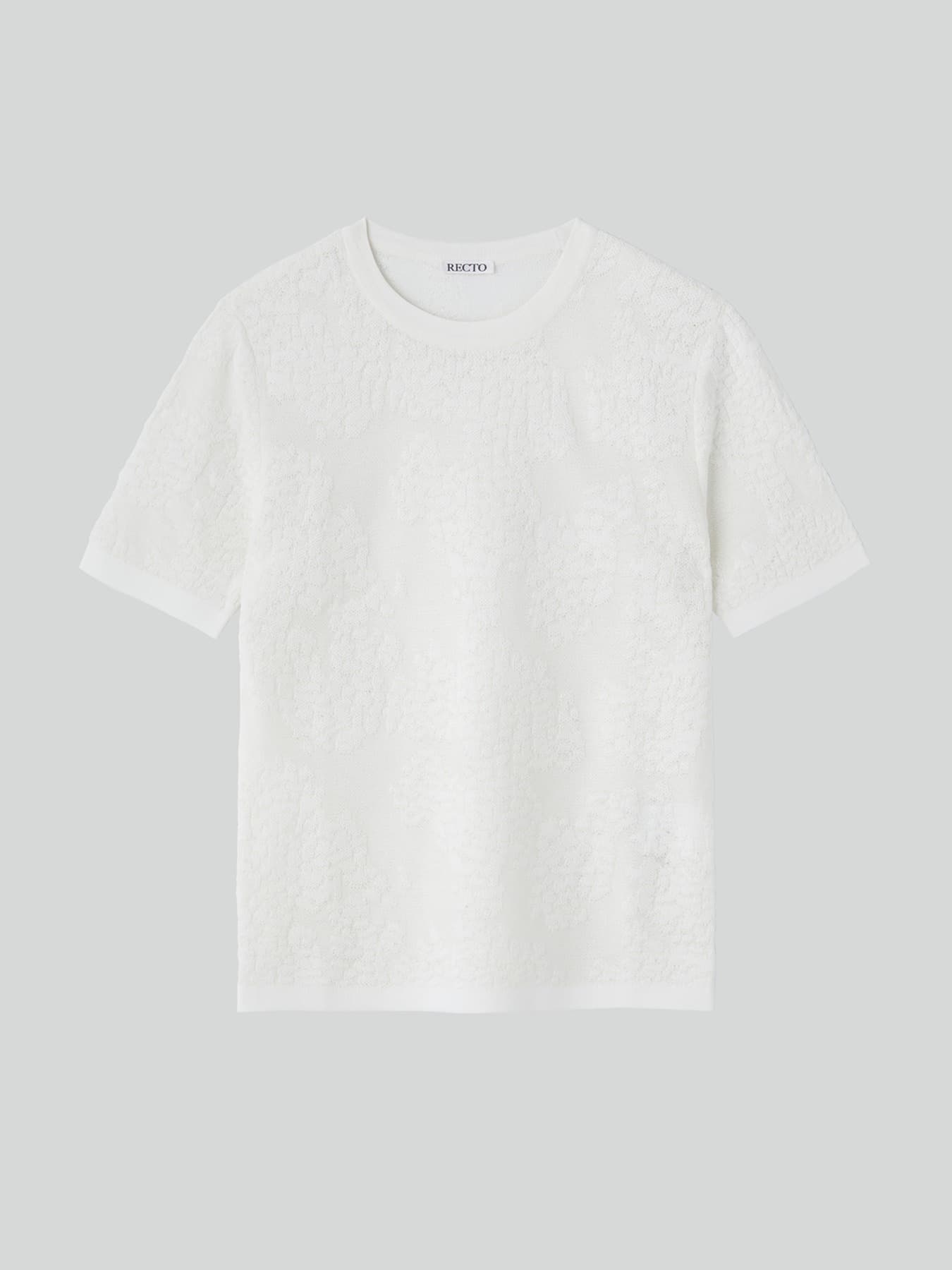 LACE JACQUARD KNIT TOP (BEAN IVORY)