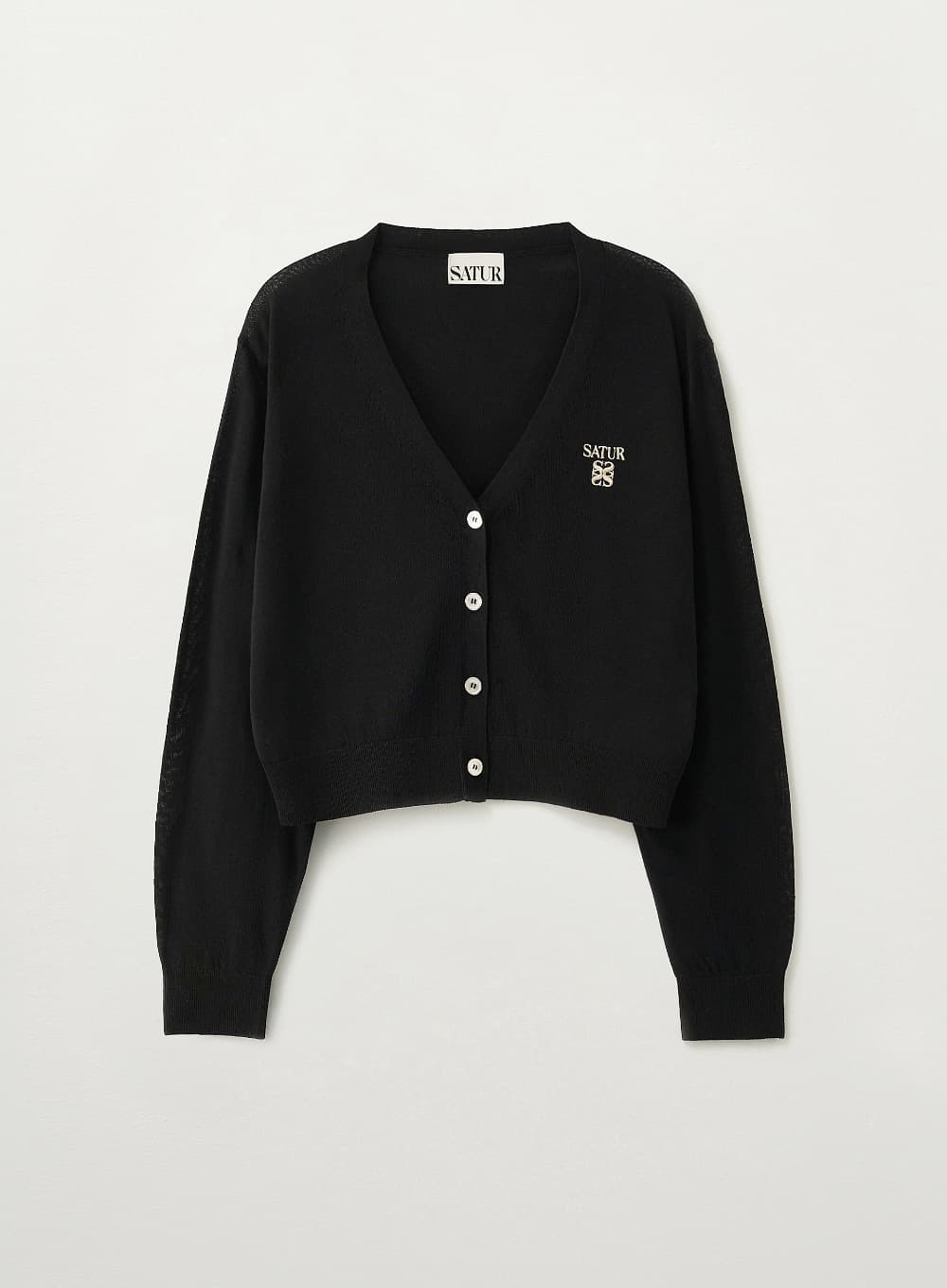(W) Loren Linen Blend Cardigan - Black