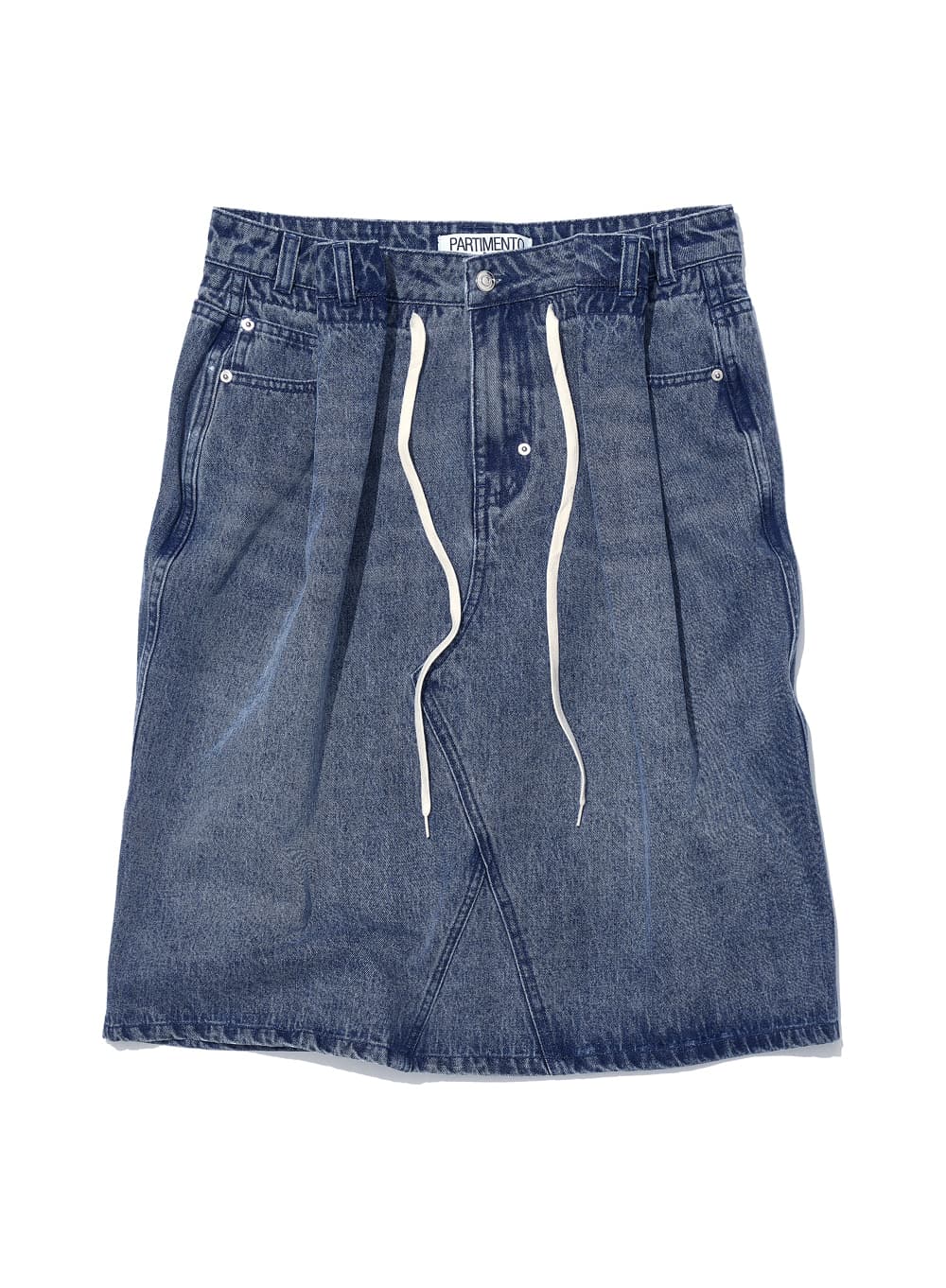 DRAWSTRING DENIM MIDI SKIRT_LIGHT BLUE