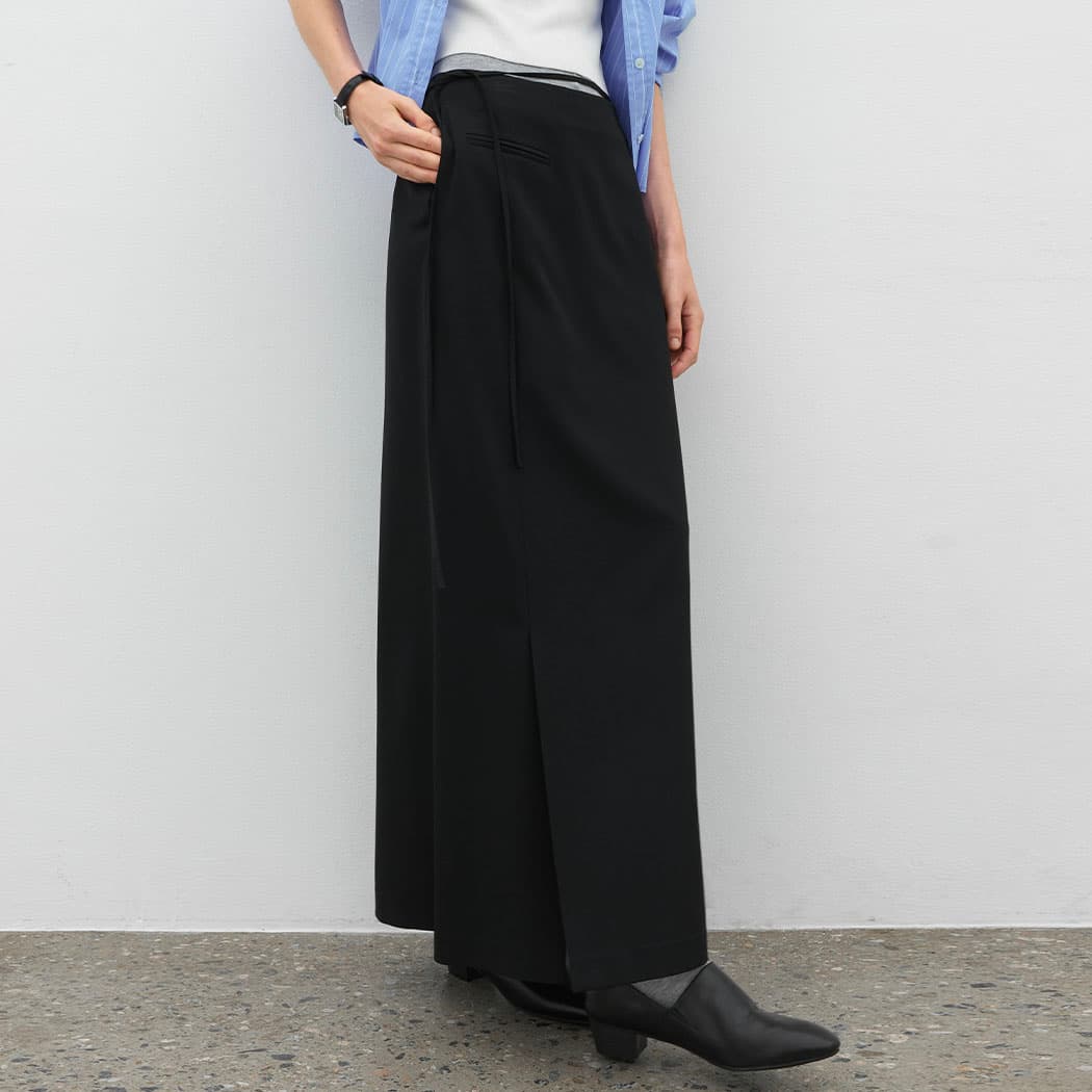 (Z-SK-5046)ESSENTIAL FRONT SLIT LONG SKIRT