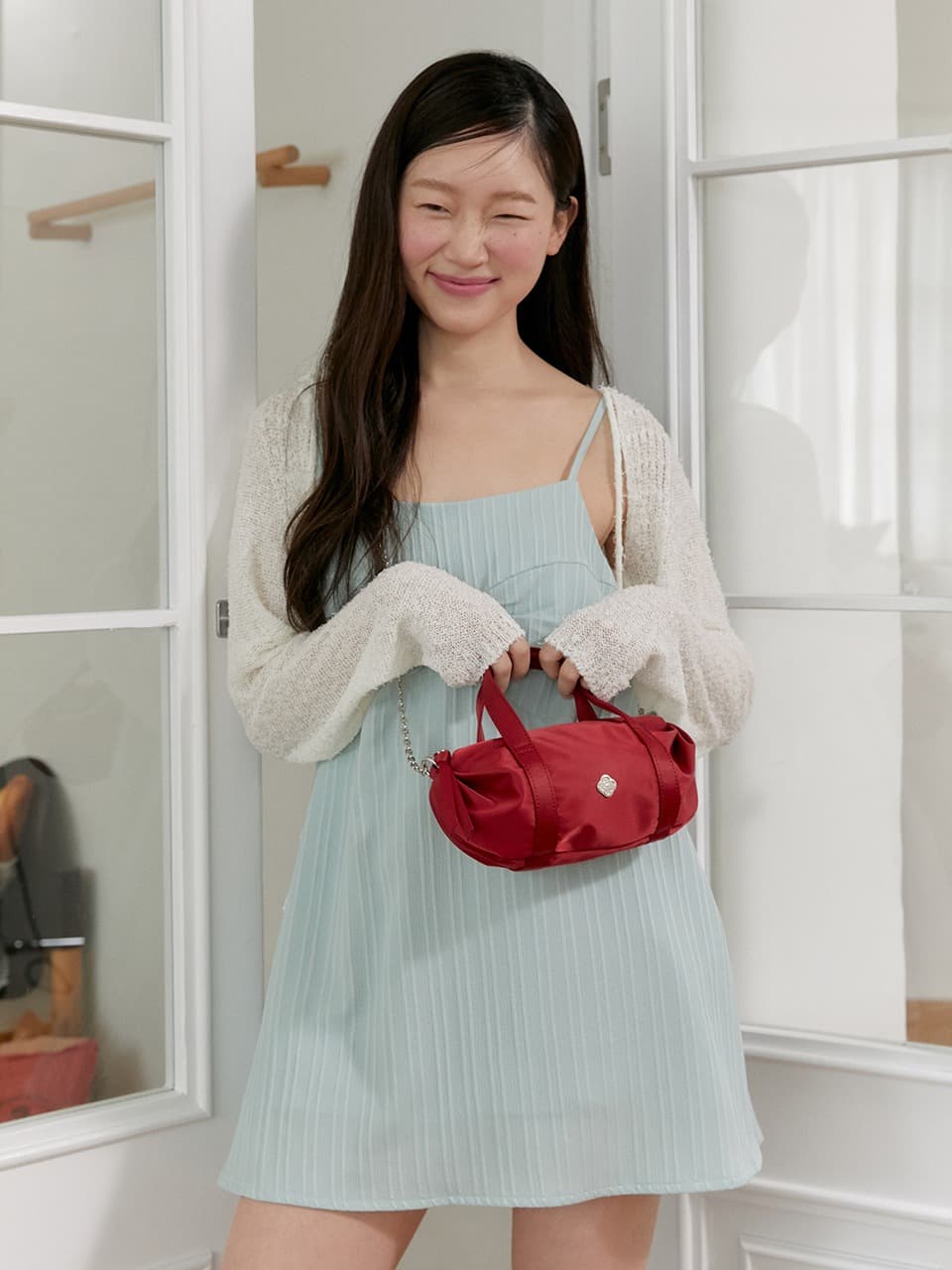 AURORA SHIRRING MINI CHAIN BAG (RED)