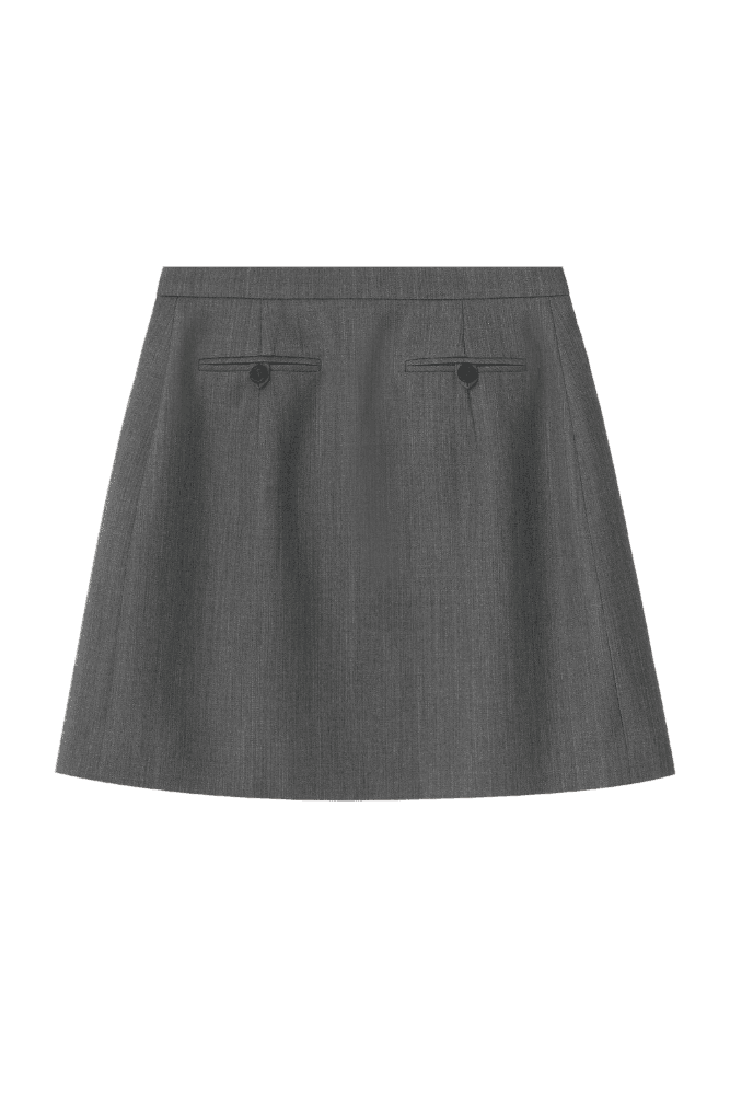 Monarch Slate Pocket Wool Skirt (Gray)
