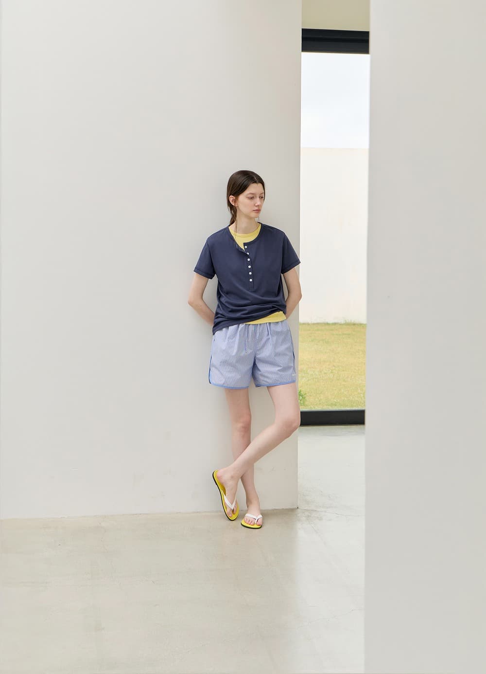 Cotton Binding Trunk Shorts - Blue Pin Stripe