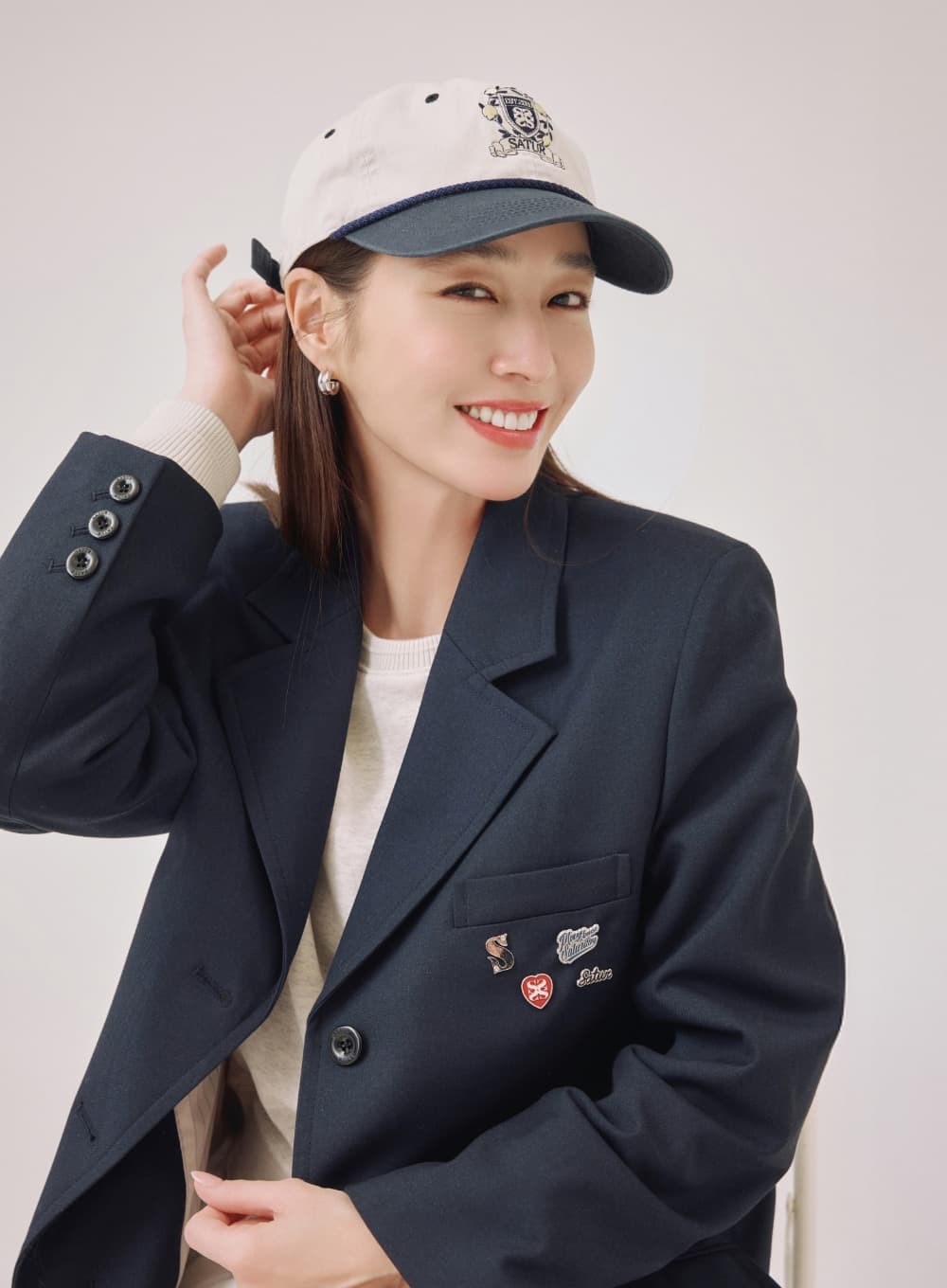 (W) 3-Button Single Blazer - Navy