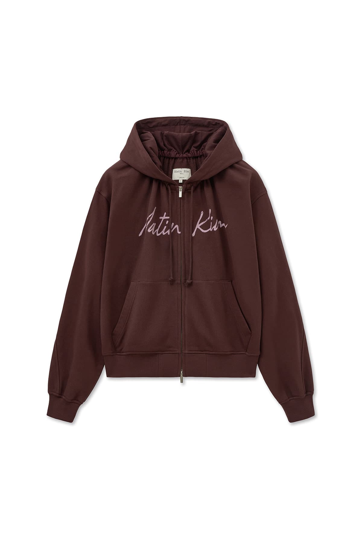 DRAWSTRING POINT ZIP UP HOODY IN BURGUNDY